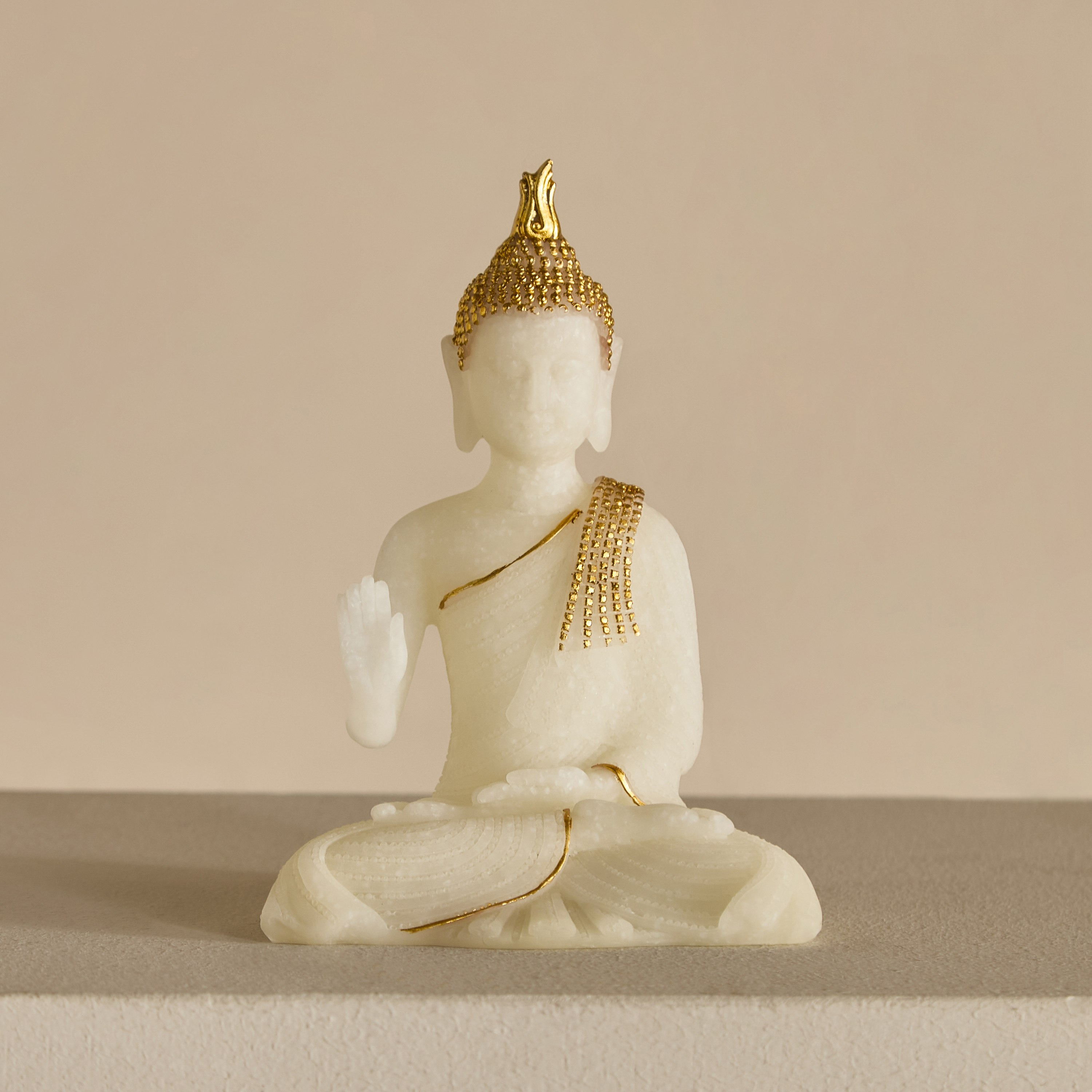 Verdant Polyresin Marble Dust Buddha Figurine - 11.3x8.5x15.9 cm-hbxhomeware-homedecor-figurinesandornaments-image-4