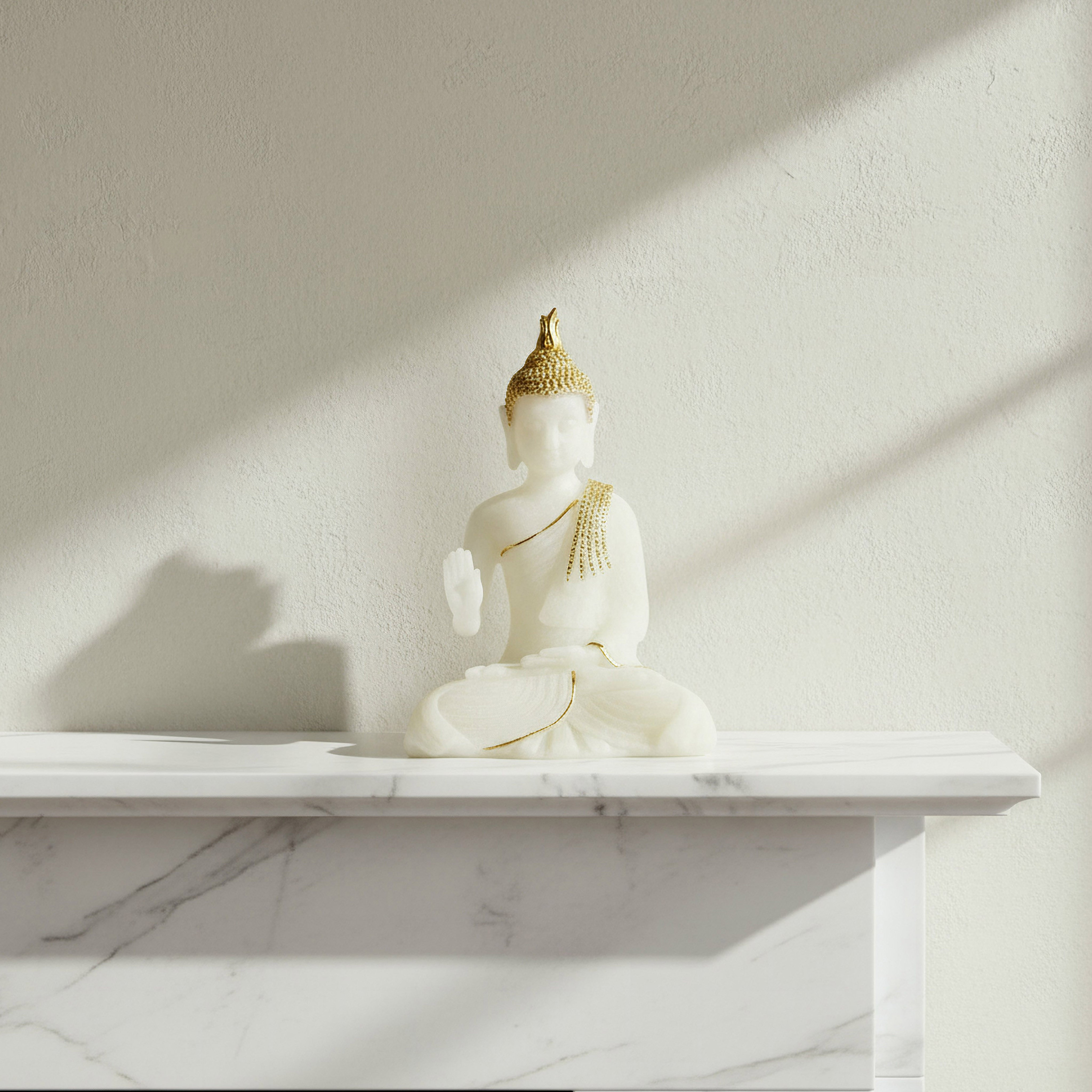 Verdant Polyresin Marble Dust Buddha Figurine - 11.3x8.5x15.9 cm-hbxhomeware-homedecor-figurinesandornaments-image-1