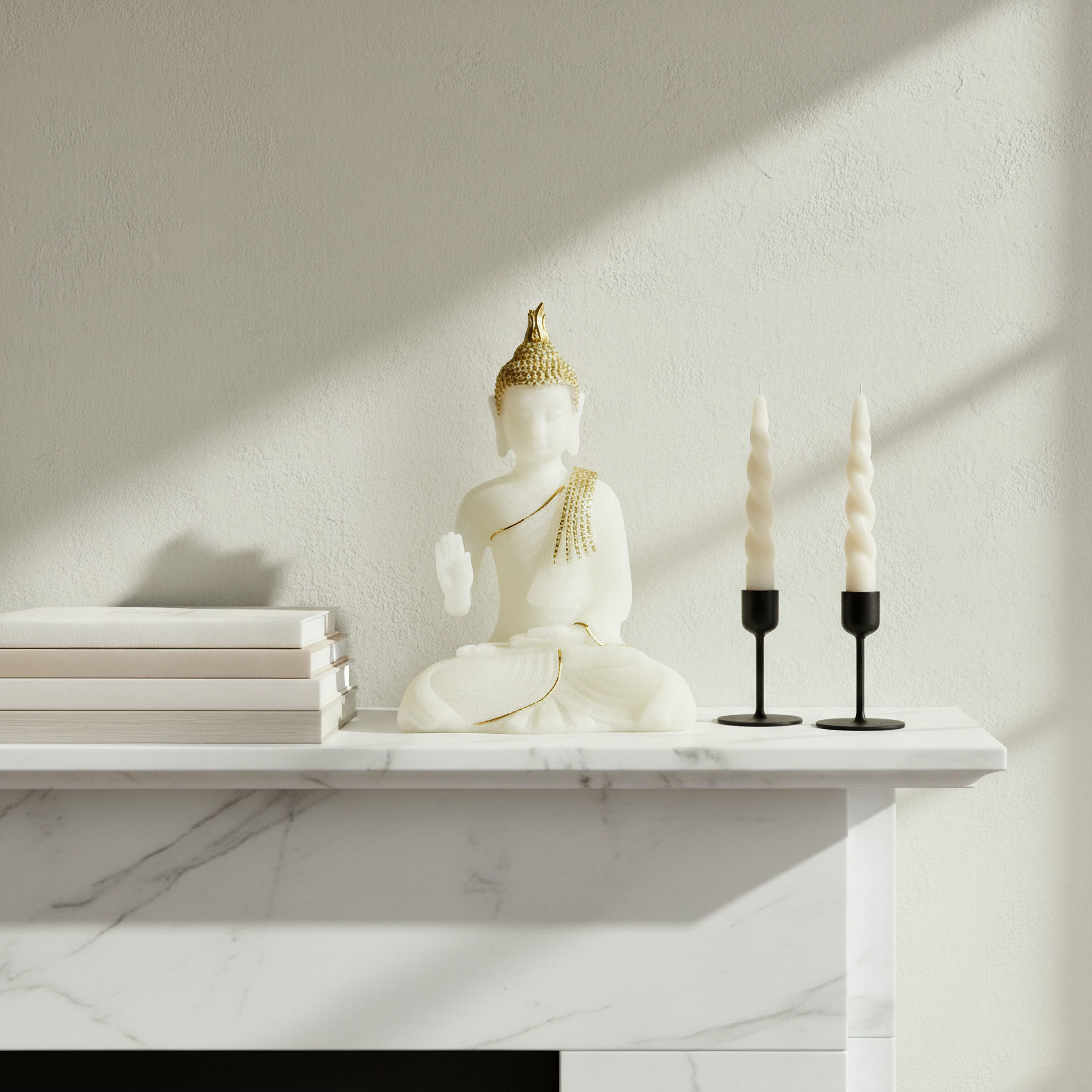 Verdant Polyresin Marble Dust Buddha Figurine - 11.3x8.5x15.9 cm-hbxhomeware-homedecor-figurinesandornaments-image-3