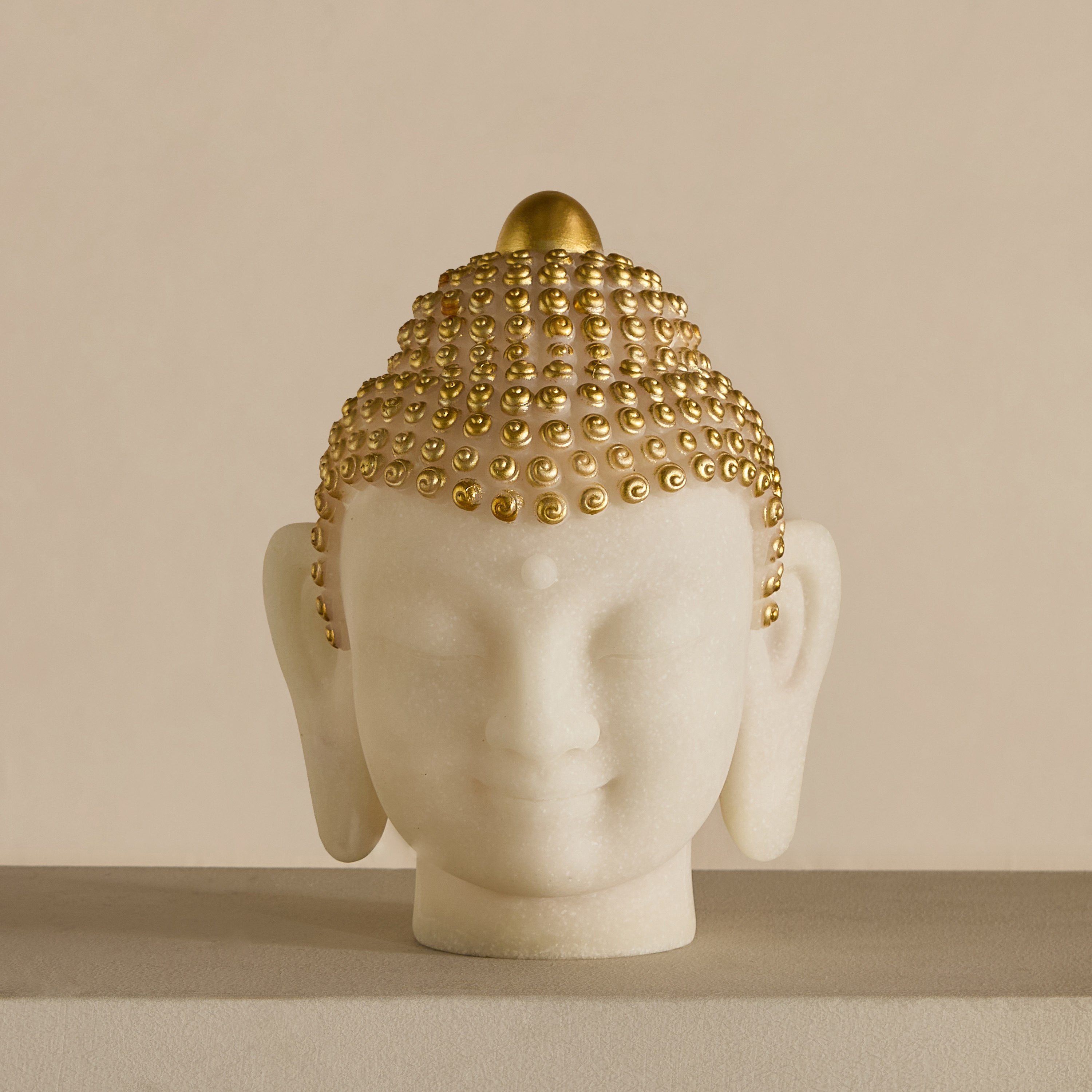 تمثال رأس بوذا بتشطيب غبار الرخام من فيردانت - ‎22×18.5×28 سم‎-hbxhomeware-homedecor-figurinesandornaments-image-4