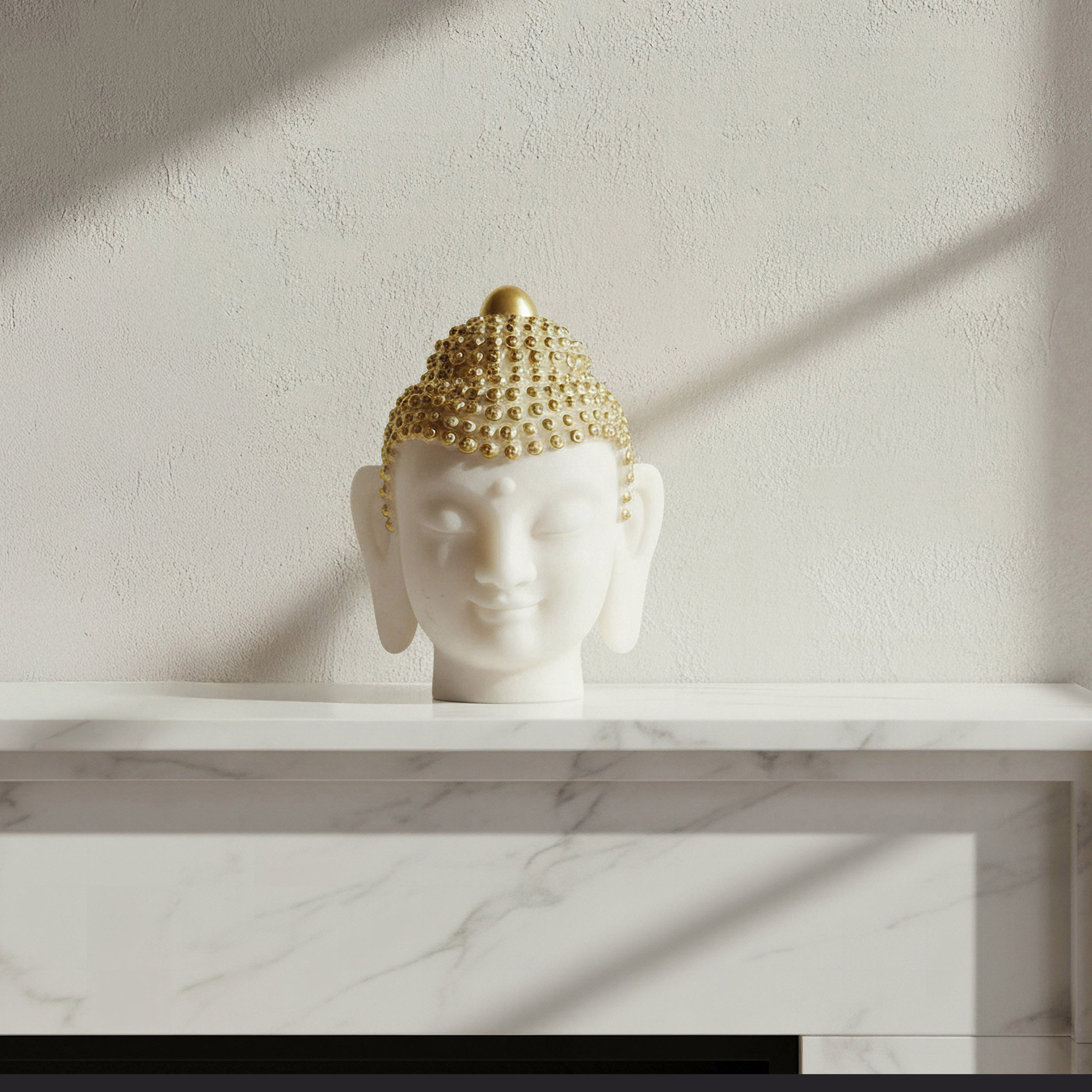 تمثال رأس بوذا بتشطيب غبار الرخام من فيردانت - ‎22×18.5×28 سم‎-hbxhomeware-homedecor-figurinesandornaments-image-1