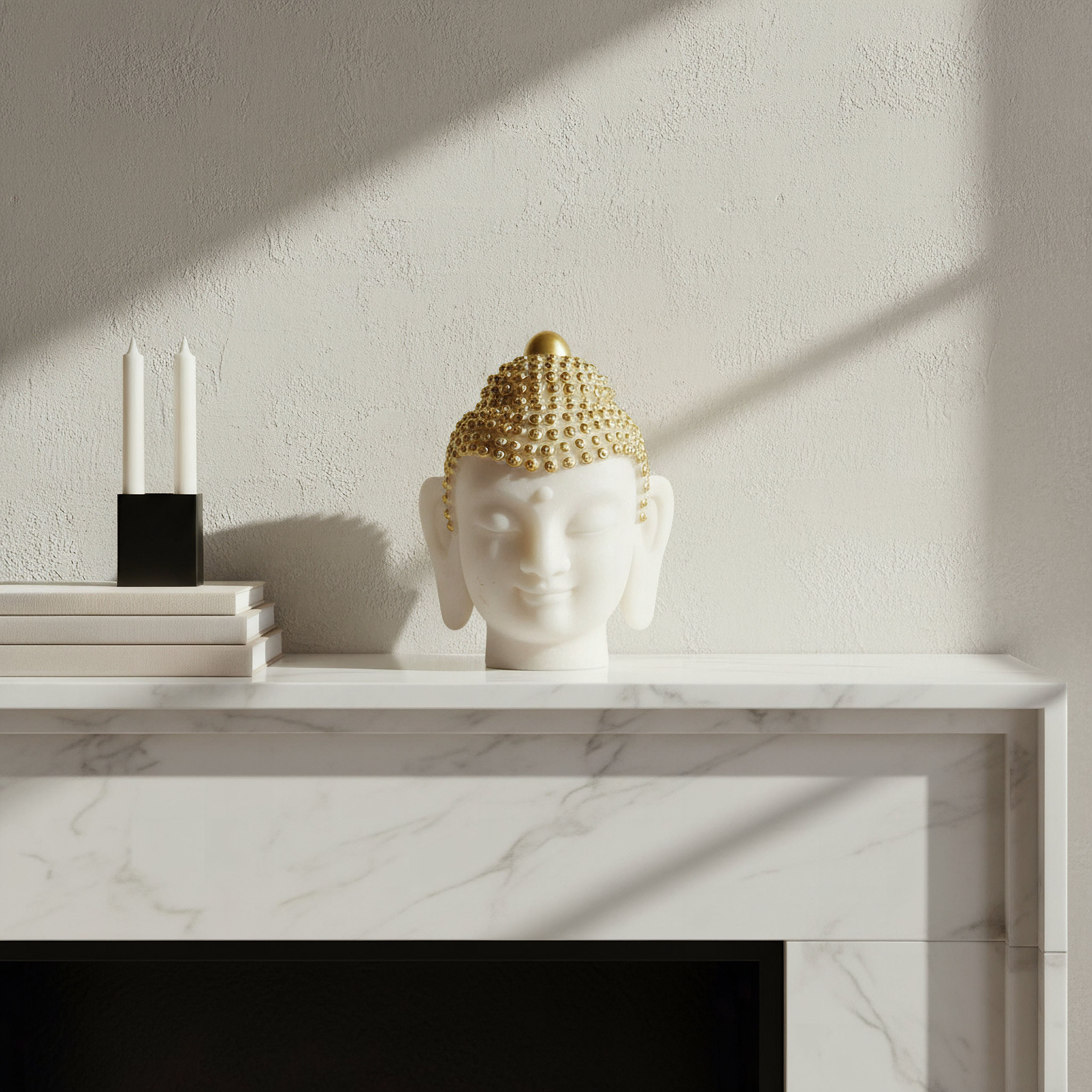 تمثال رأس بوذا بتشطيب غبار الرخام من فيردانت - ‎22×18.5×28 سم‎-hbxhomeware-homedecor-figurinesandornaments-image-3