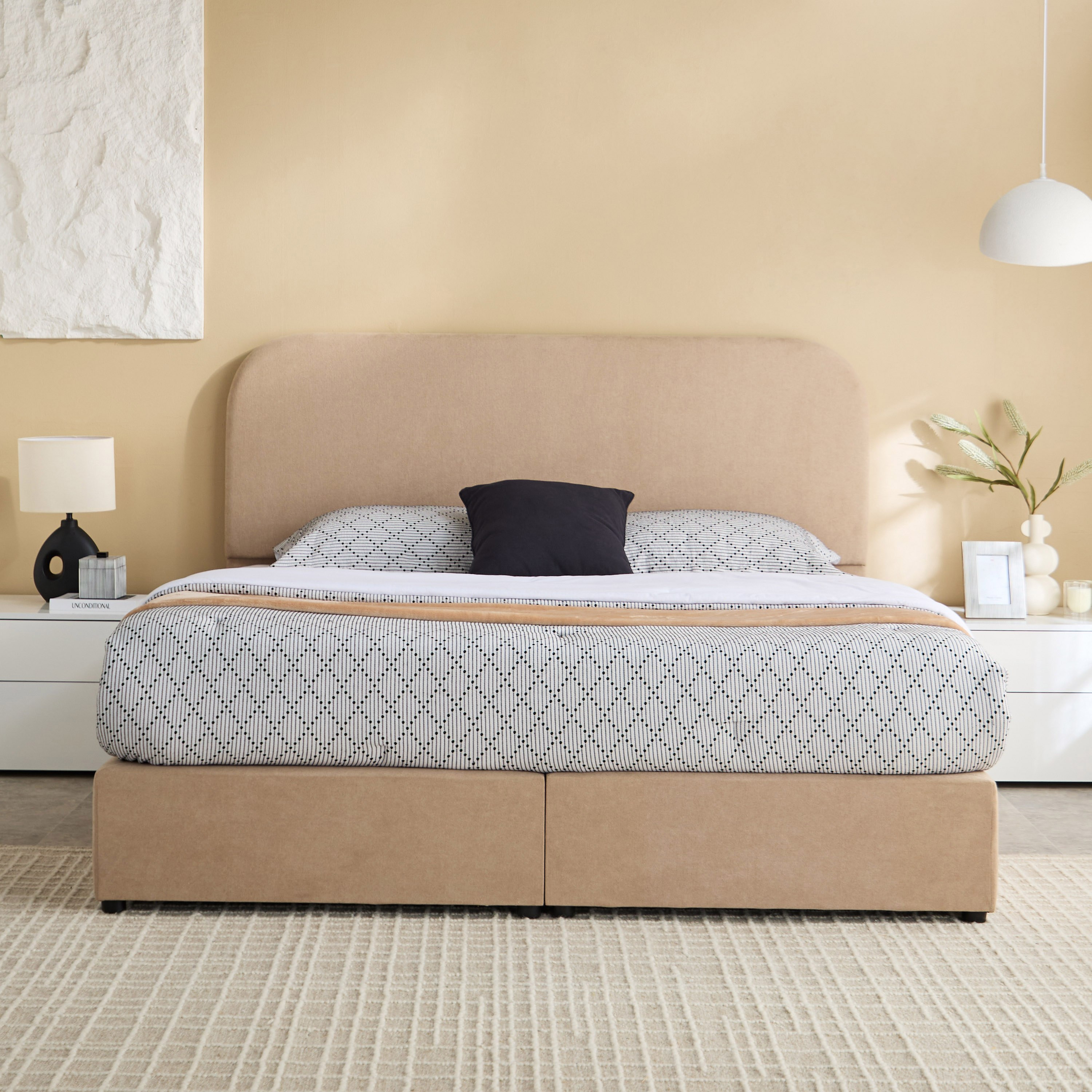 Movo Curvy Adrea Upholstered Queen Bed - 160x200 cm-hbxbedroom-bedsandbedsets-beds-queen-image-2