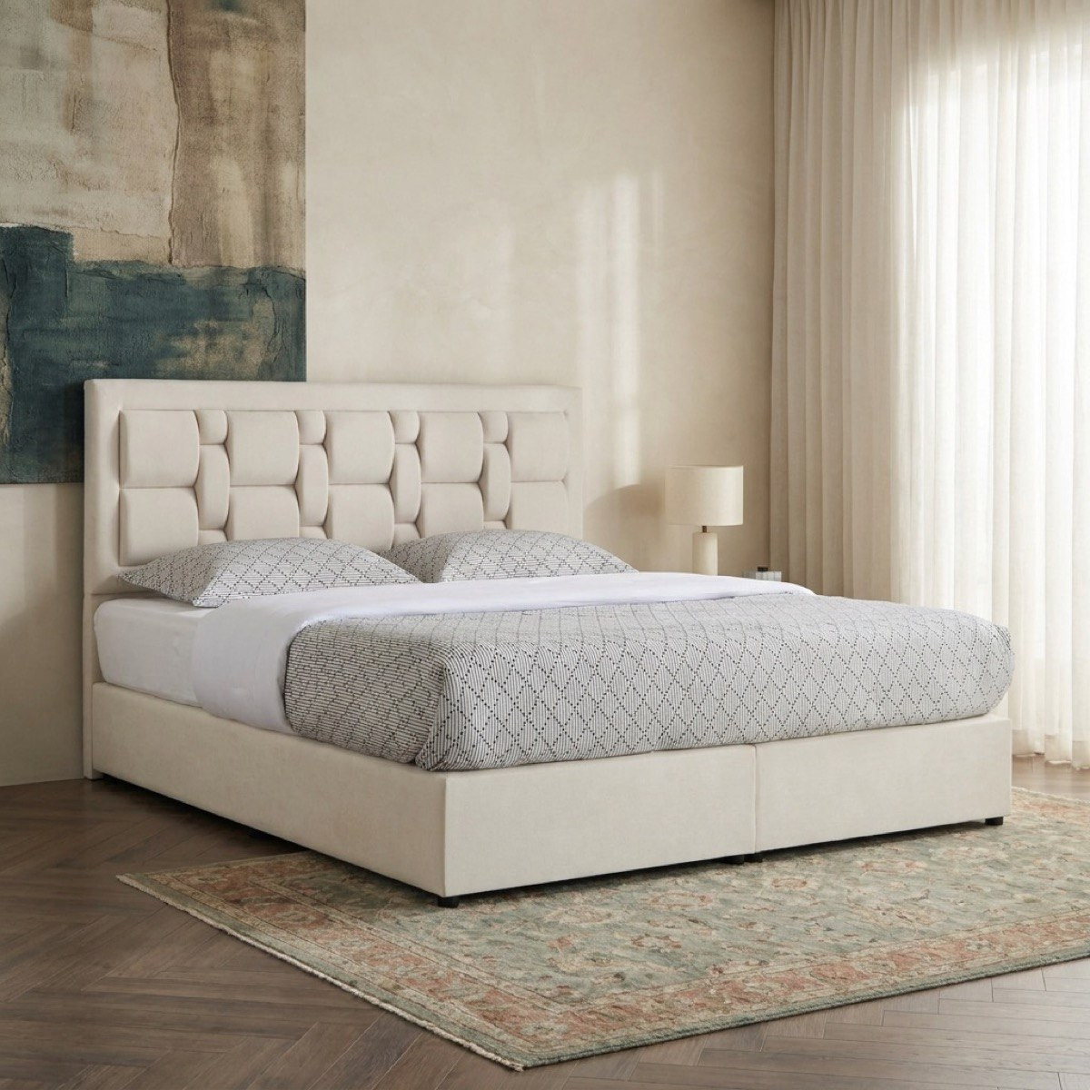 Movo Curvy Siena Upholstered Twin Bed - 120x200 cm-hbxbedroom-bedsandbedsets-upholsteredbeds-twin-image-1