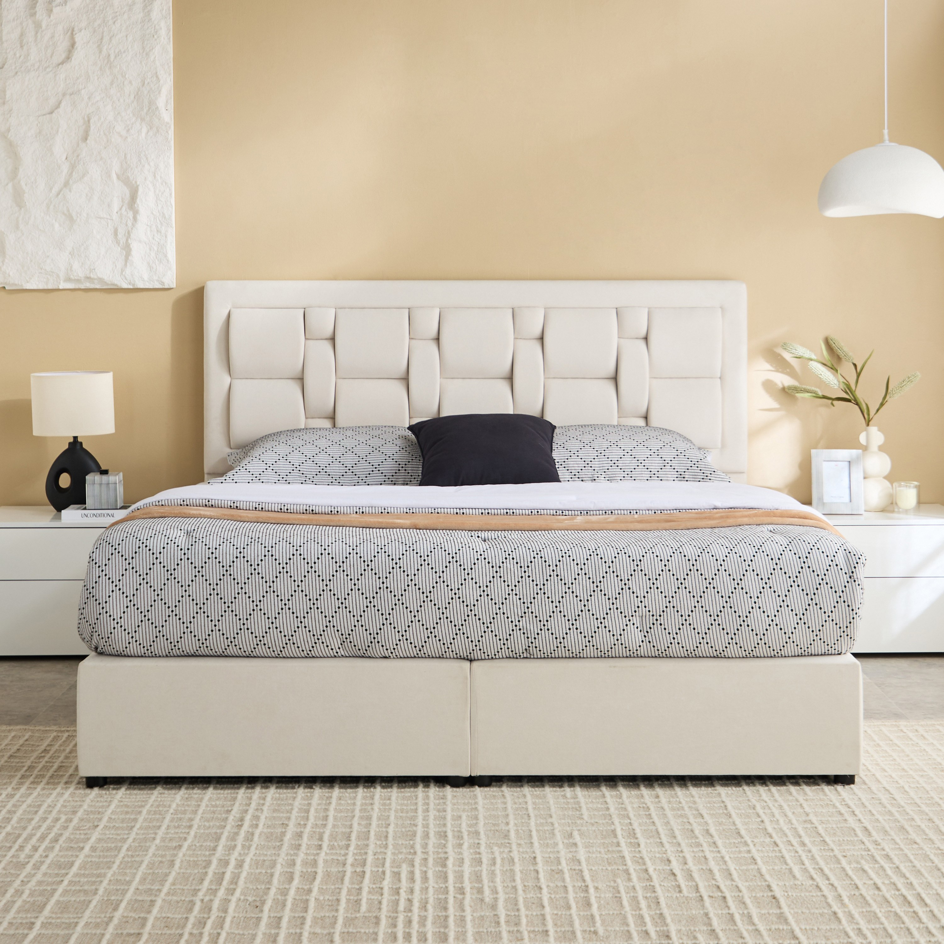 Movo Curvy Siena Upholstered Twin Bed - 120x200 cm-hbxbedroom-bedsandbedsets-upholsteredbeds-twin-image-2
