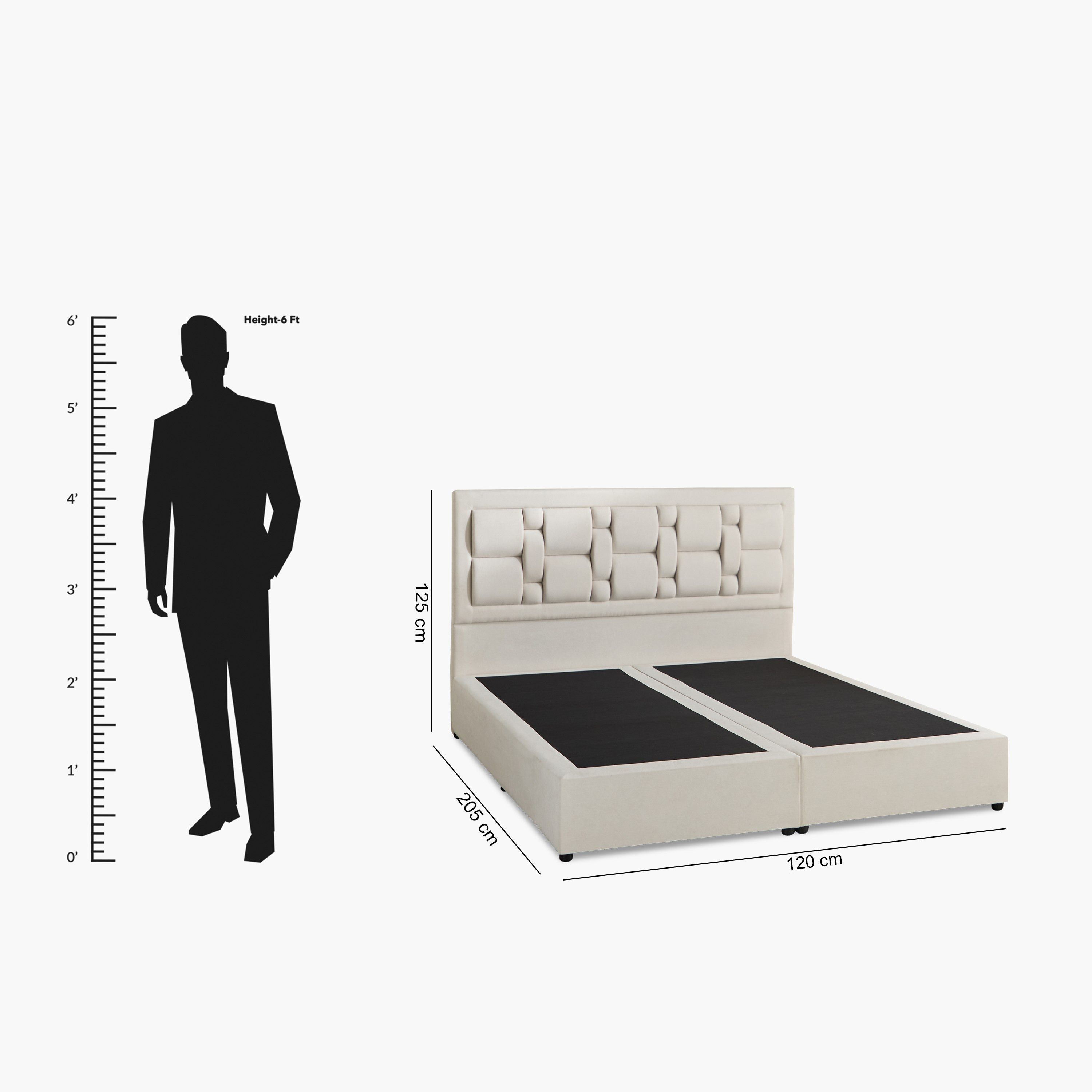 Movo Curvy Siena Upholstered Twin Bed - 120x200 cm-hbxbedroom-bedsandbedsets-upholsteredbeds-twin-image-8