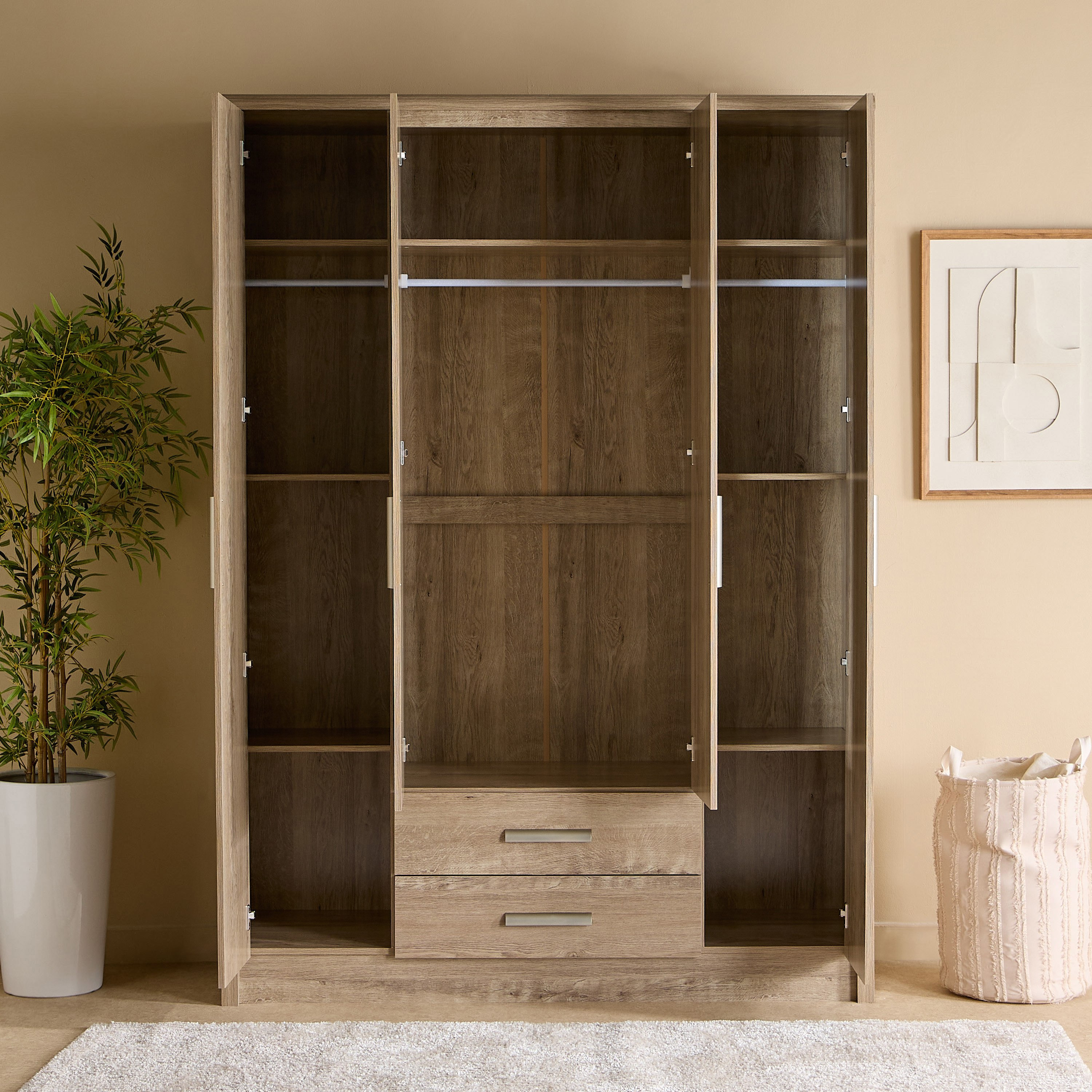 خزانة ملابس بـ4 أبواب مع مرآتين ودرجين من كورفي نيكس-hbxfurniture-wardrobes-image-4