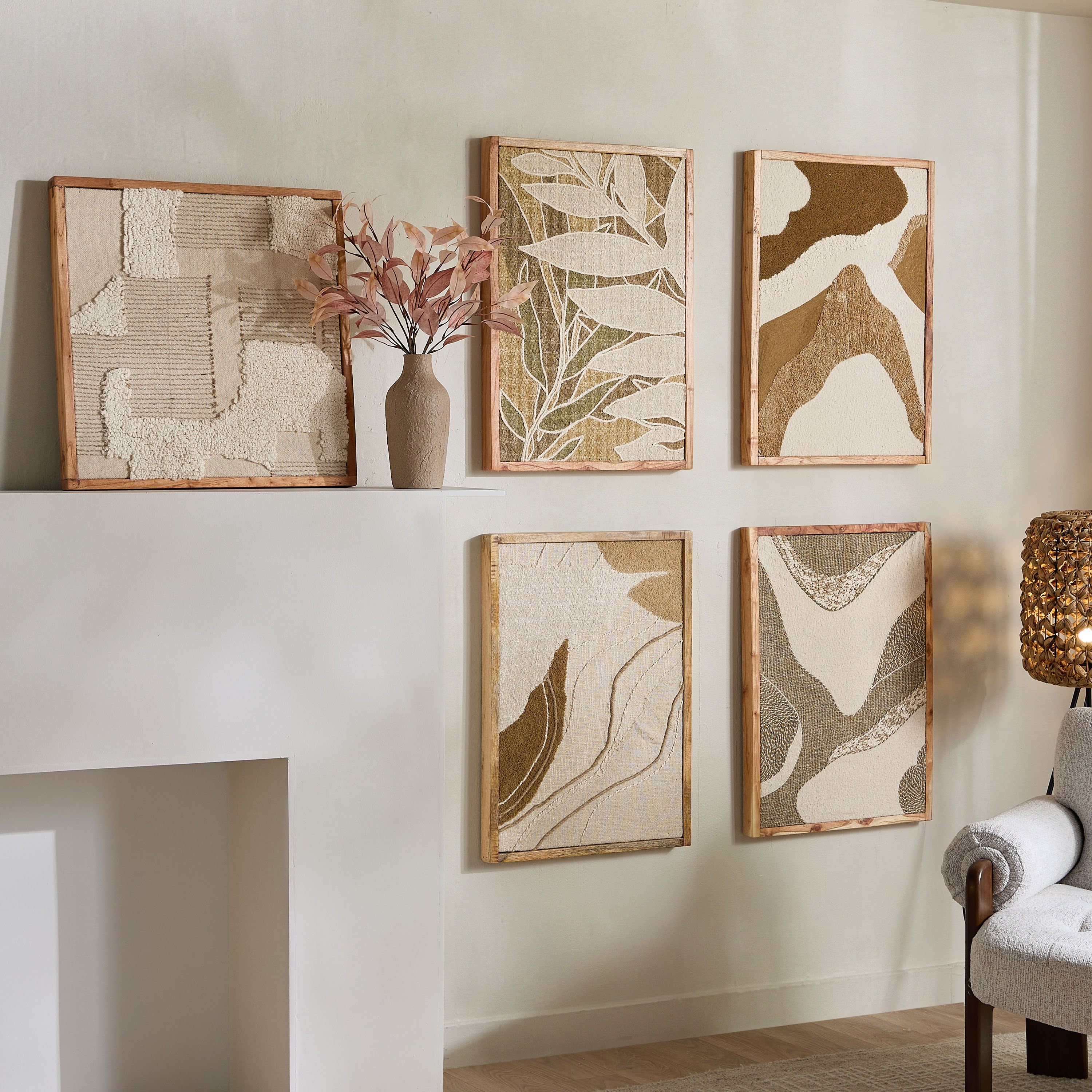 Florenza 3D Solid Wood Framed Abstract Fabric Wall Art - 50x70 cm-hbxdiningroom-walldecor-wallart-image-8