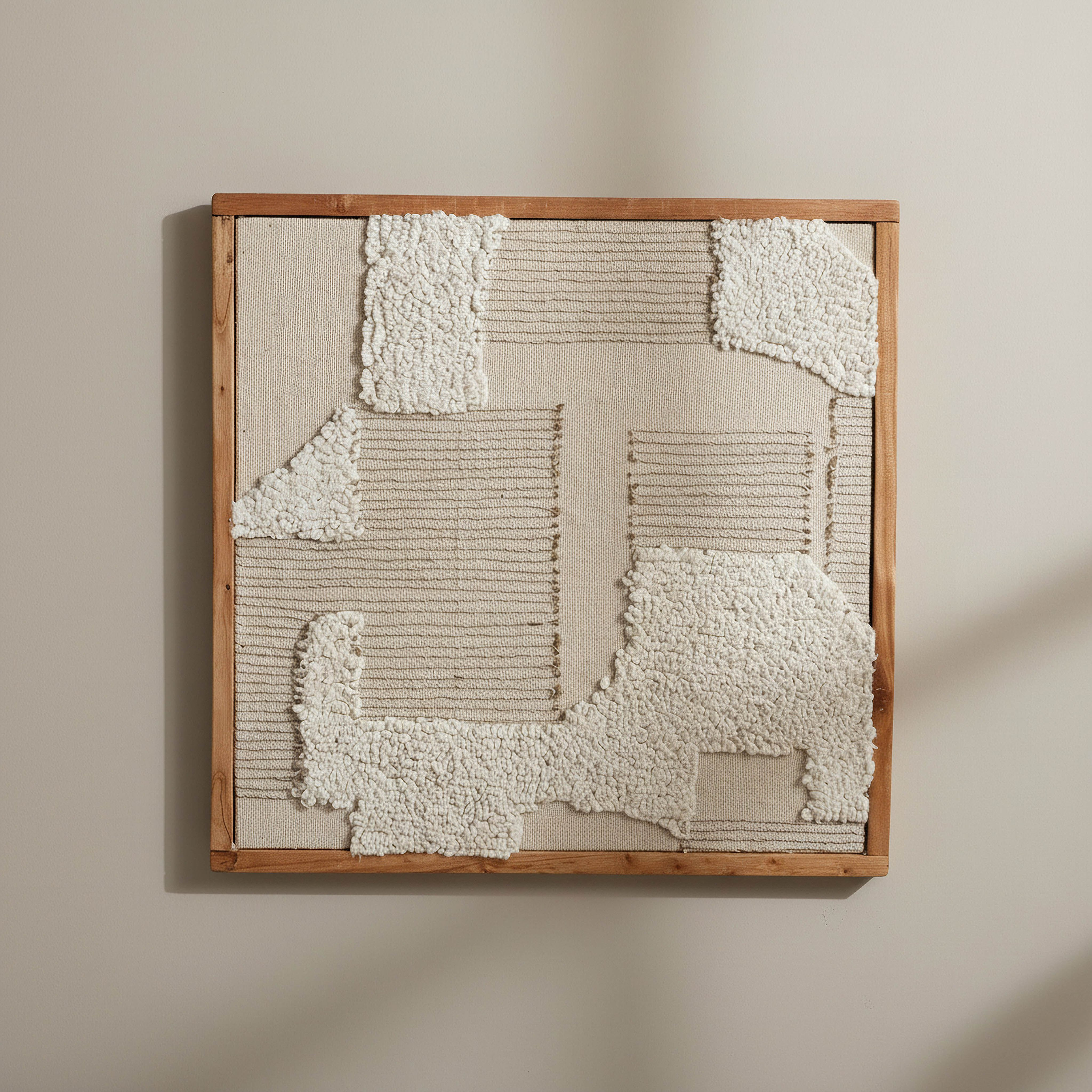 Florenza 3D Solid Wood Framed Abstract Fabric Wall Art - 60x60 cm-hbxdiningroom-walldecor-wallart-image-1