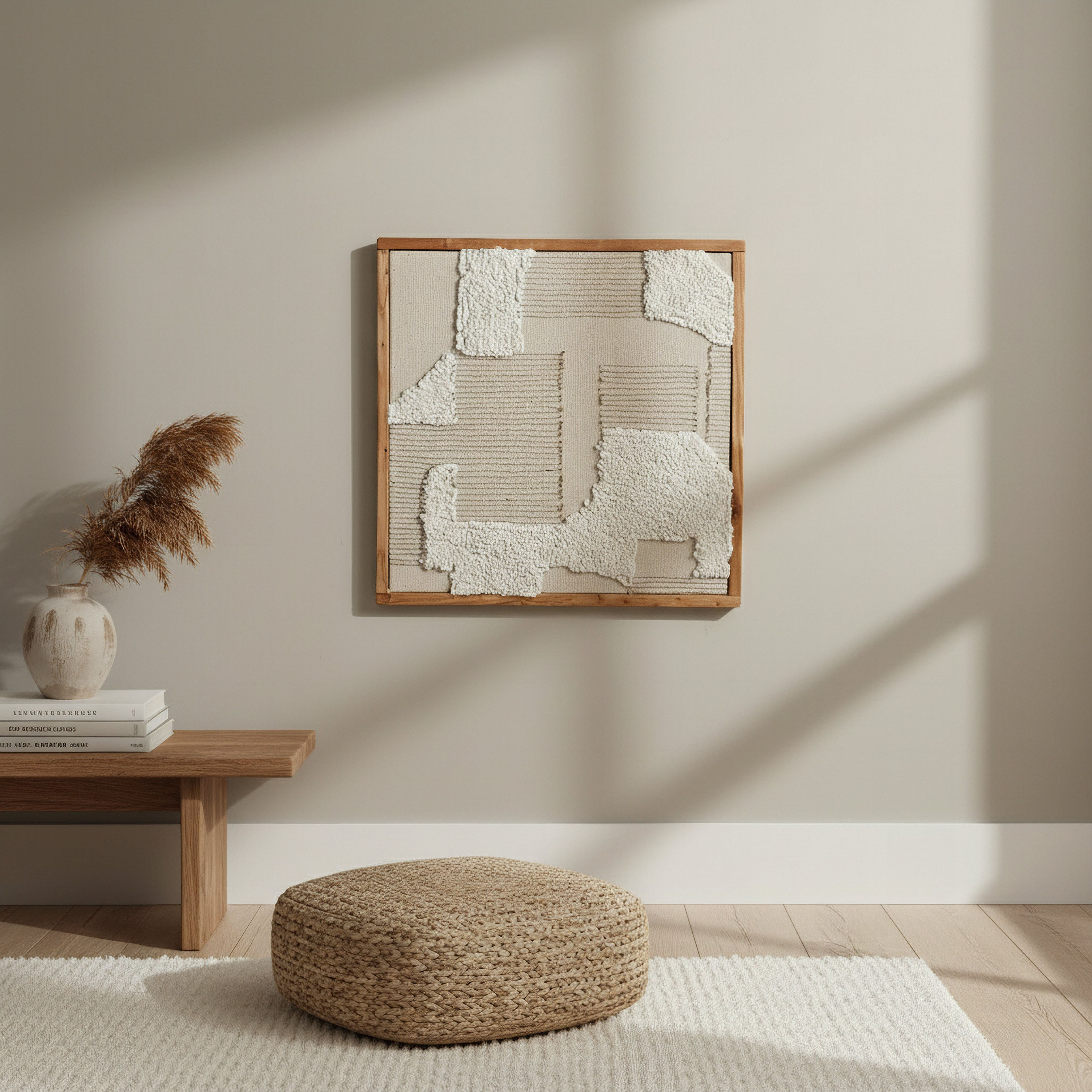 Florenza 3D Solid Wood Framed Abstract Fabric Wall Art - 60x60 cm-hbxdiningroom-walldecor-wallart-image-4