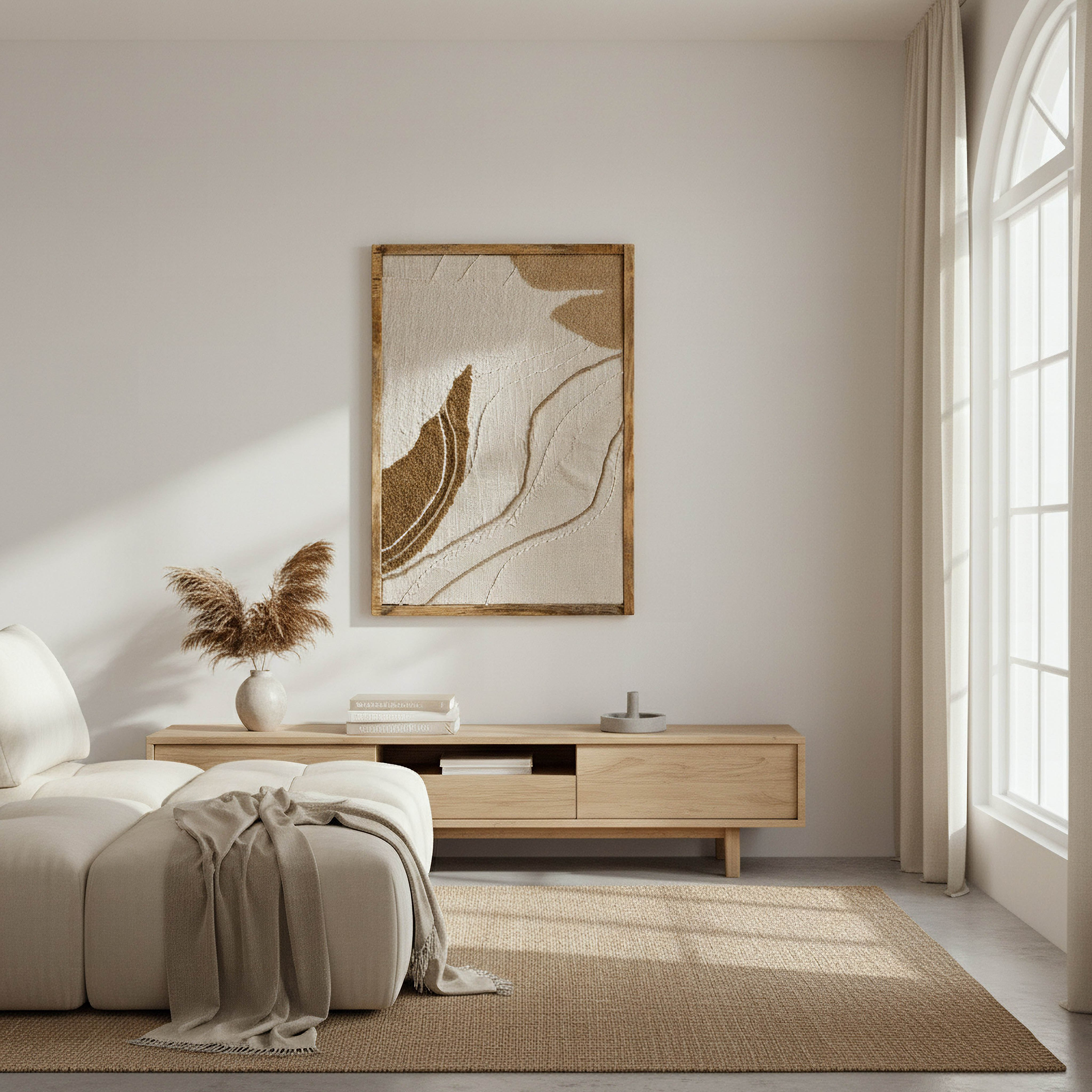 Florenza 3D Solid Wood Framed Abstract Fabric Wall Art - 50x70 cm-hbxdiningroom-walldecor-wallart-image-4