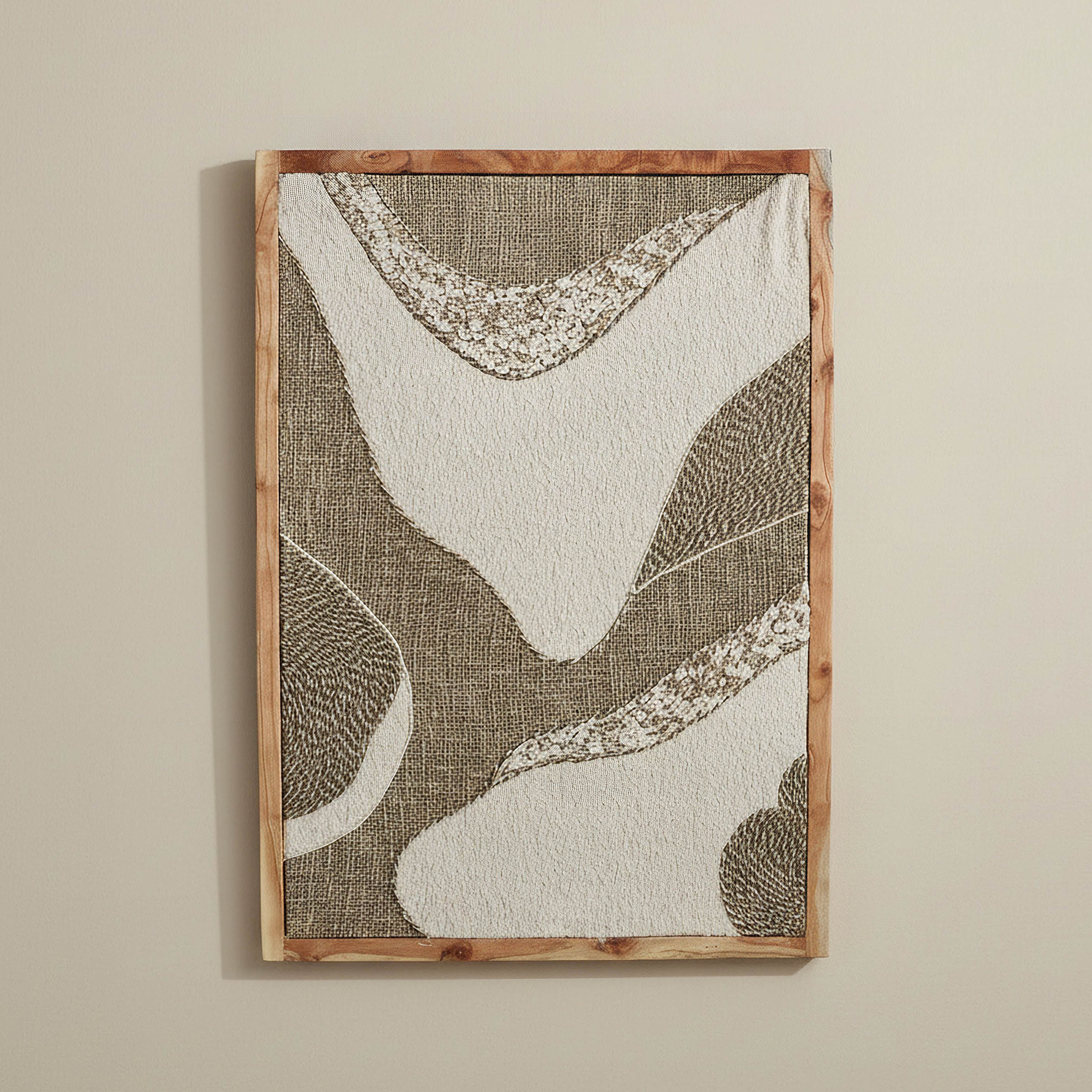 Florenza 3D Solid Wood Framed Abstract Fabric Wall Art - 50x70 cm-hbxdiningroom-walldecor-wallart-image-1