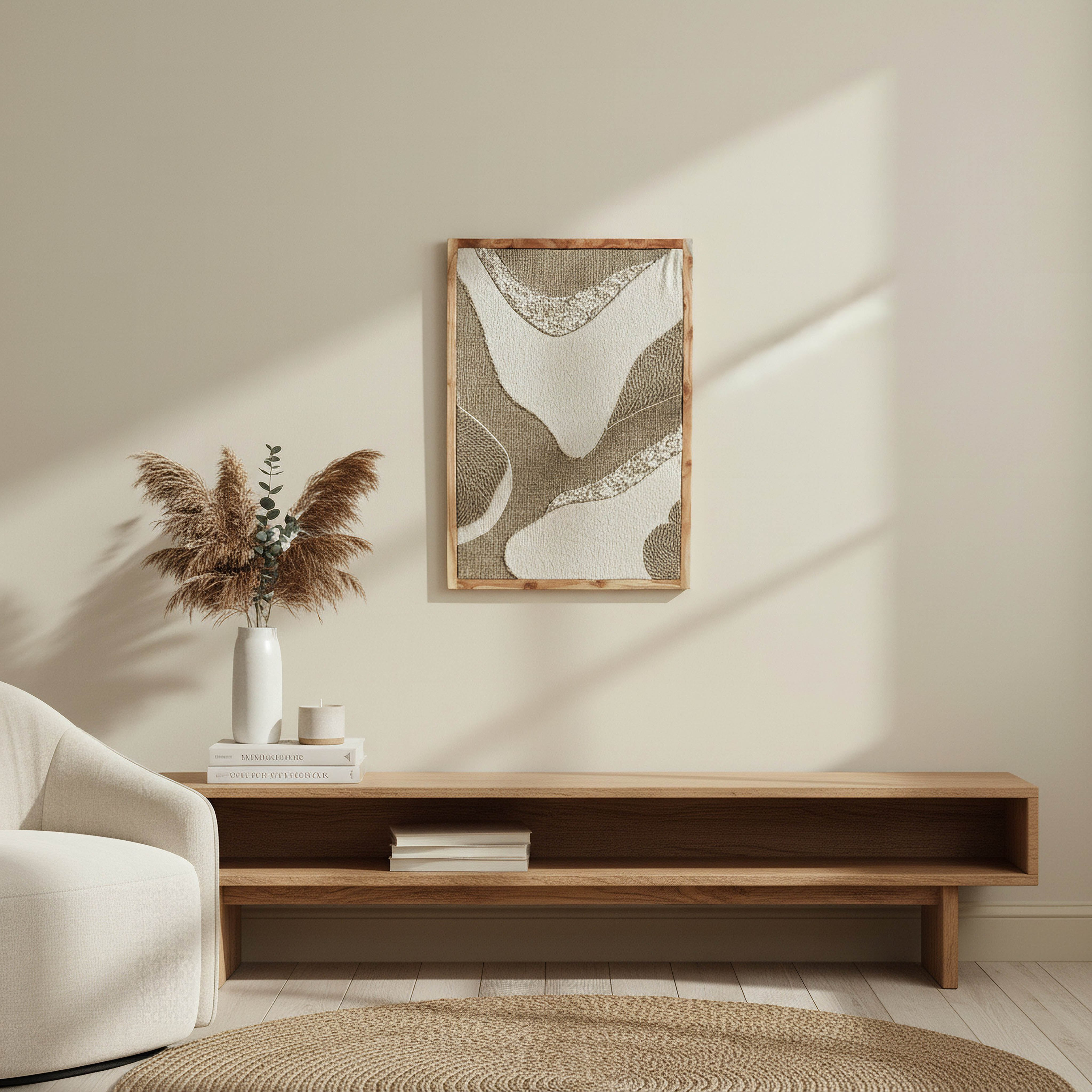 Florenza 3D Solid Wood Framed Abstract Fabric Wall Art - 50x70 cm-hbxdiningroom-walldecor-wallart-image-4
