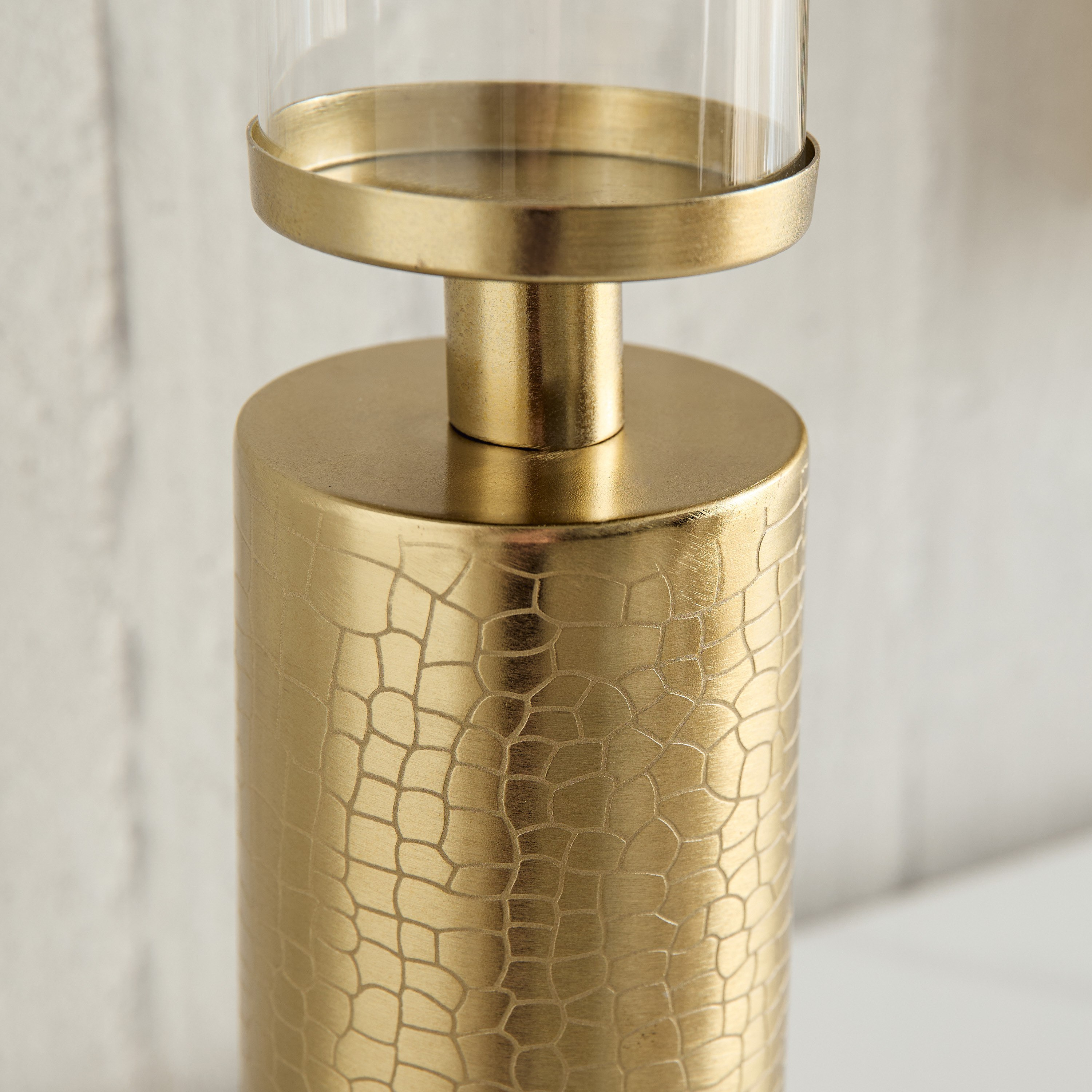 Alpha Metal Leather Textured Pillar Candleholder - 8x8x34 cm-hbxlivingroom-decorandaccessories-candleholders-image-4