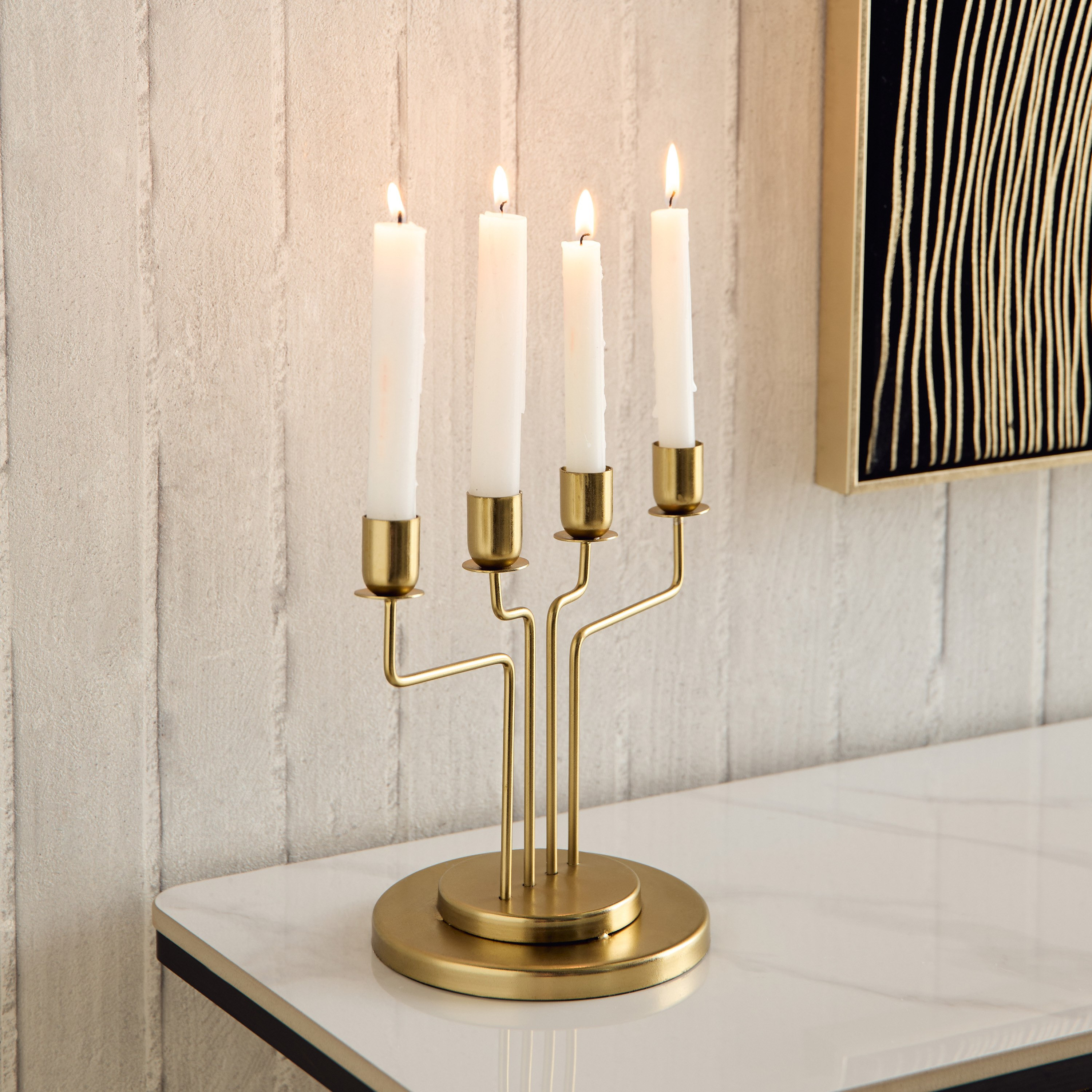 شمعدان معدني بـ 4 أذرع من ألفا - 25x15x20.5 سم-hbxlivingroom-decorandaccessories-candleholders-image-2