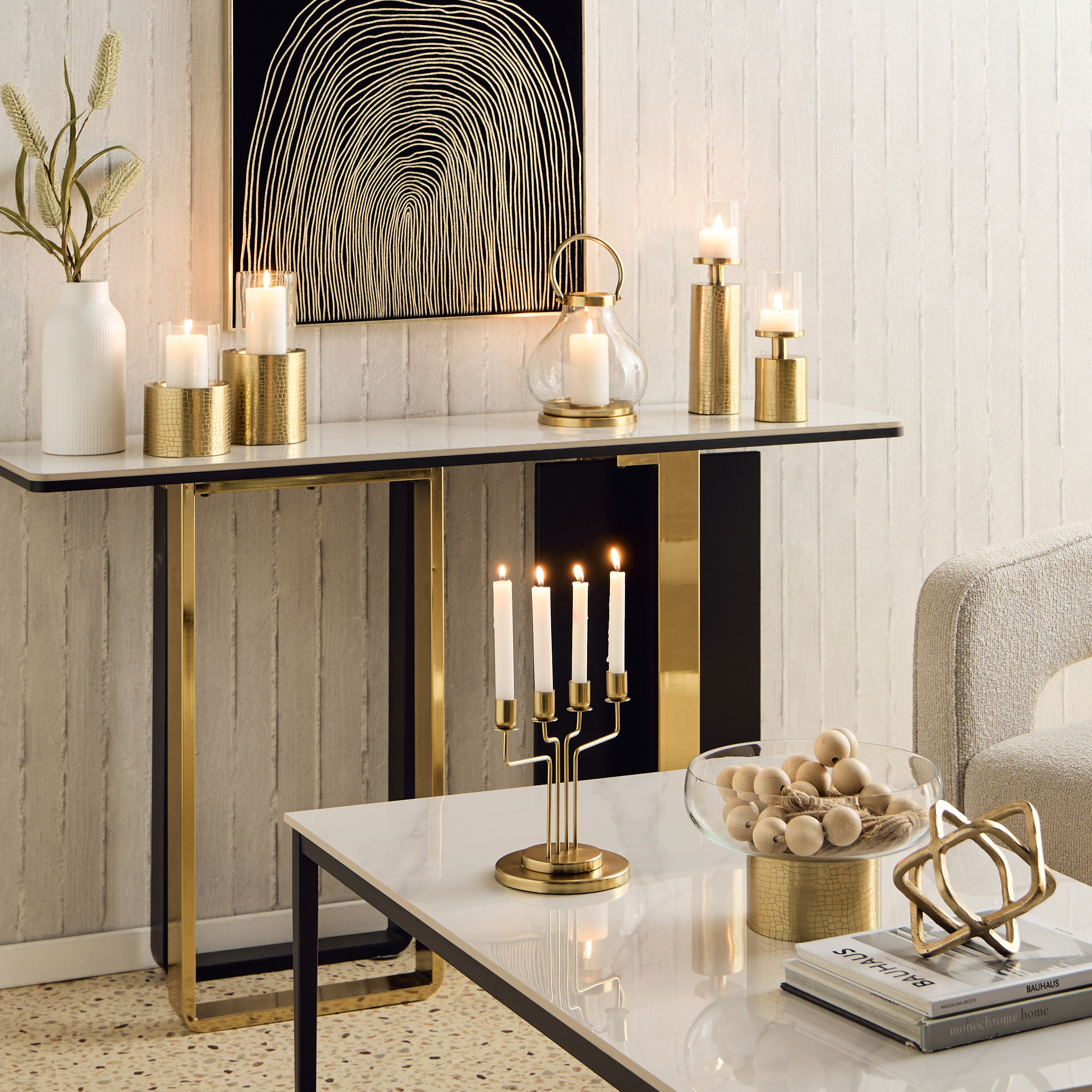 شمعدان معدني بـ 4 أذرع من ألفا - 25x15x20.5 سم-hbxlivingroom-decorandaccessories-candleholders-image-5