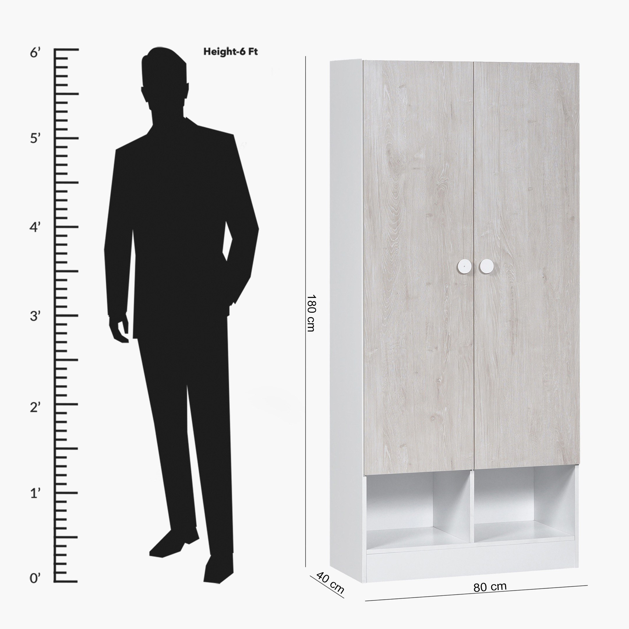 Ivory 2-Door Wardrobe with 2 Open Shelves-hbxfurniture-wardrobes-image-10