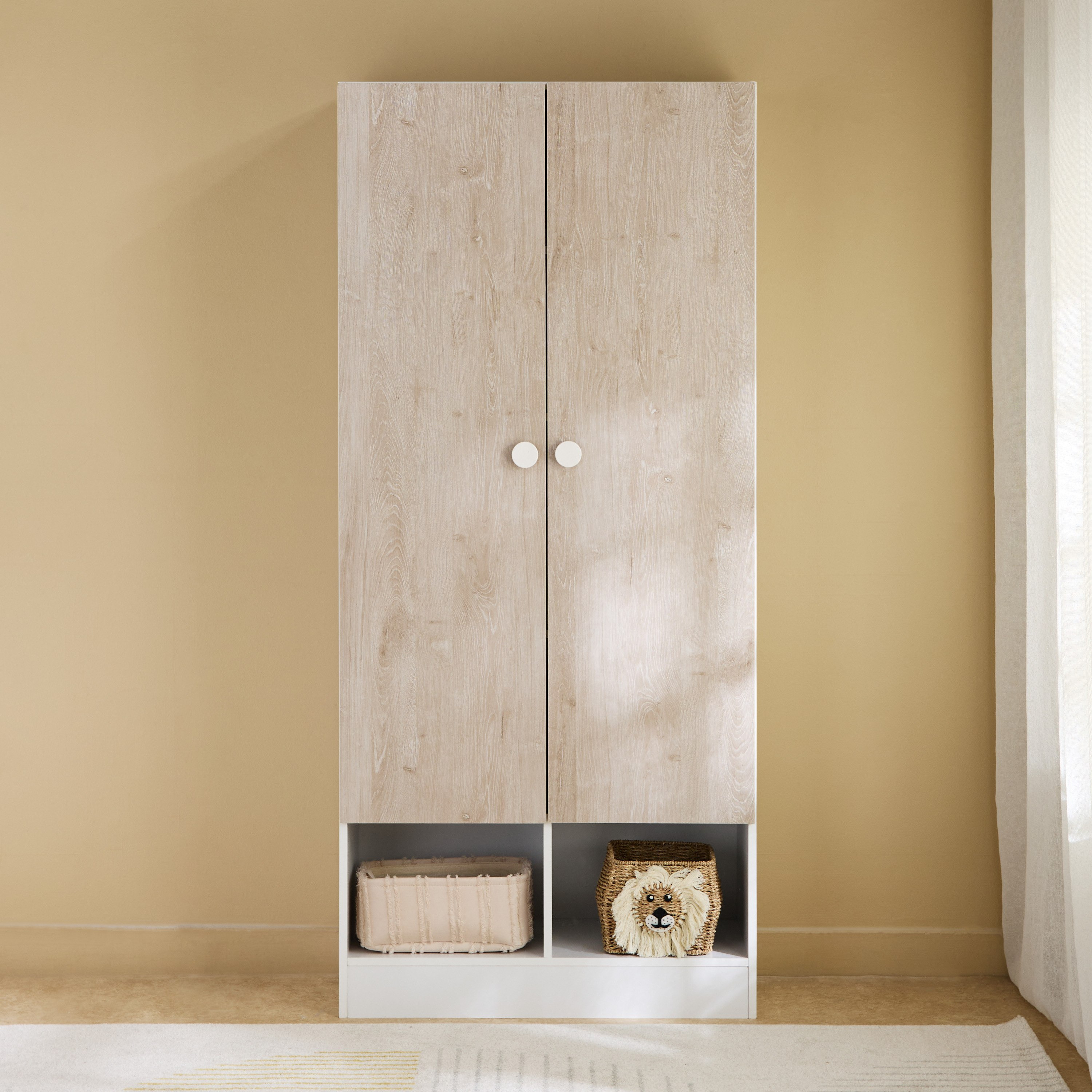 Ivory 2-Door Wardrobe with 2 Open Shelves-hbxfurniture-wardrobes-image-2