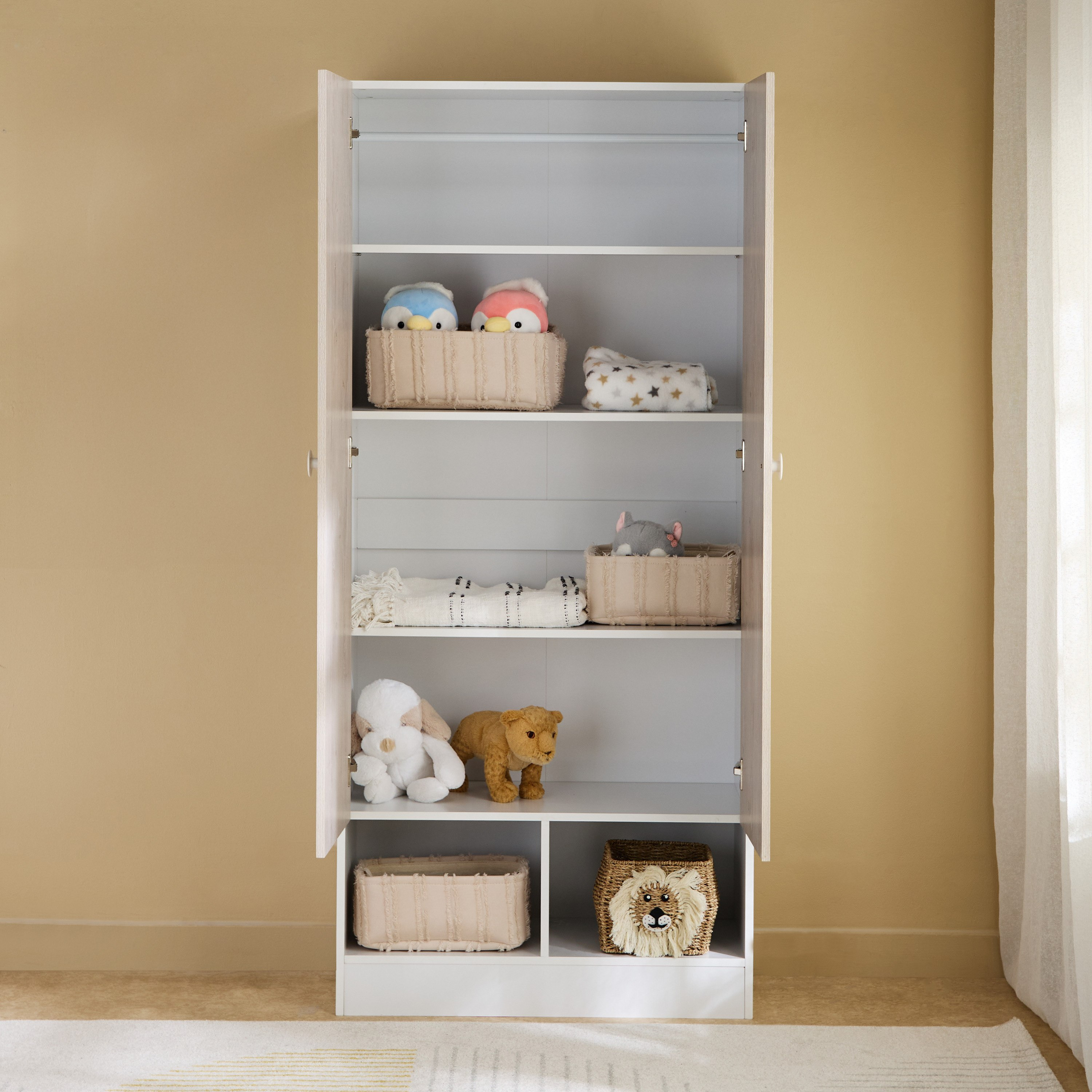 Ivory 2-Door Wardrobe with 2 Open Shelves-hbxfurniture-wardrobes-image-3