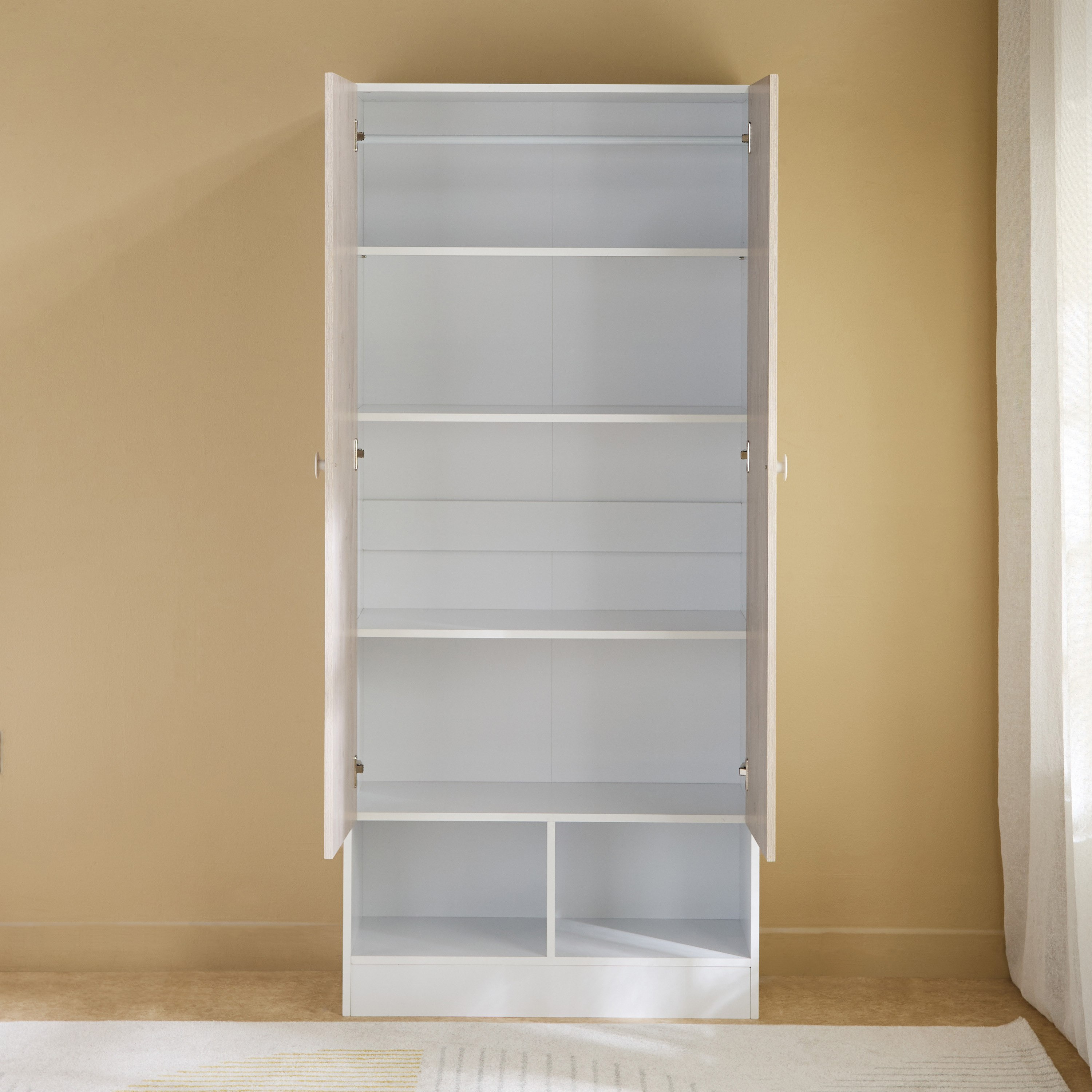 Ivory 2-Door Wardrobe with 2 Open Shelves-hbxfurniture-wardrobes-image-4