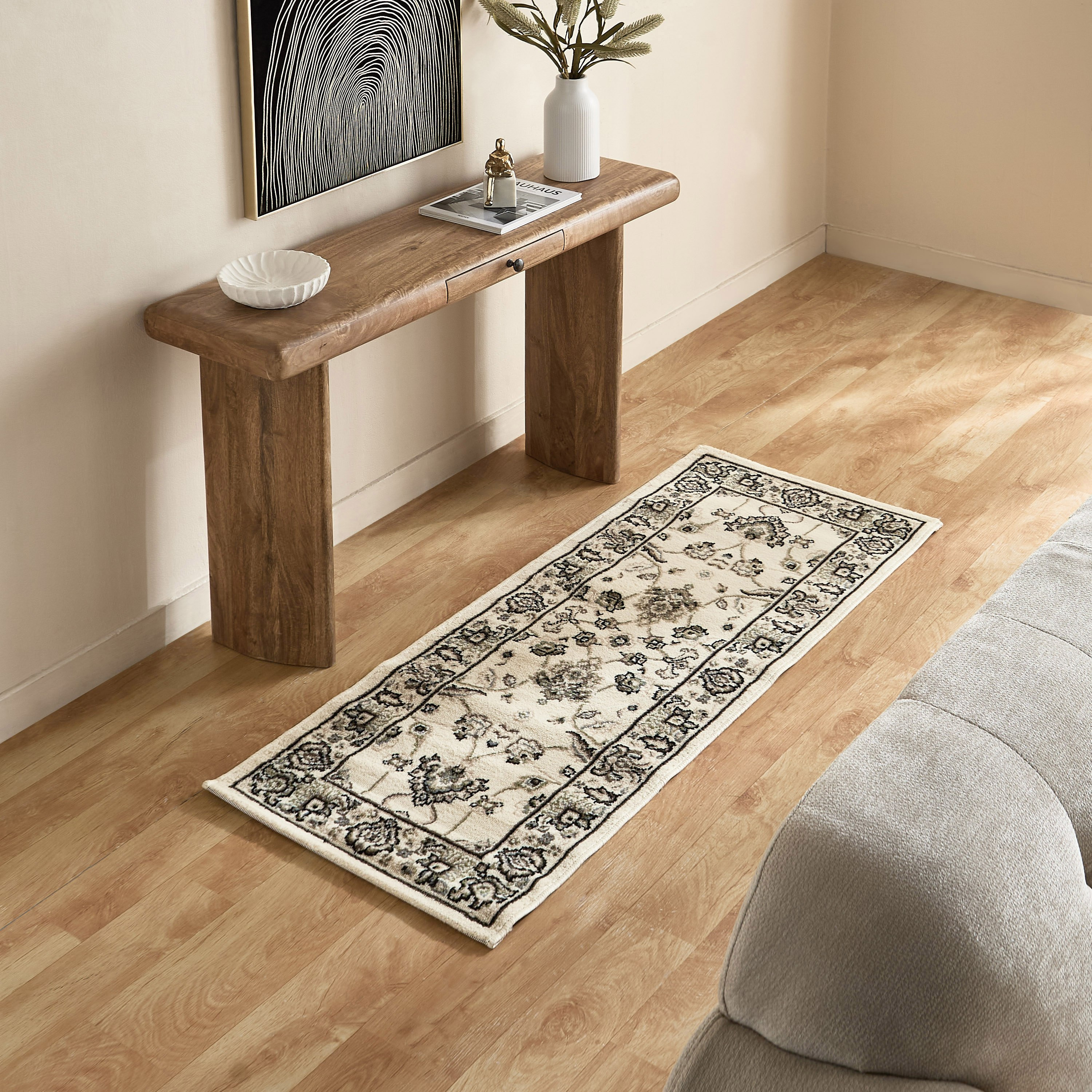 سجادة بولي بروبيلين مضادة للبقع كاشان من مشاعل - 60x150 سم-hbxdecorandfurnishings-floorcoverings-rugs-image-1