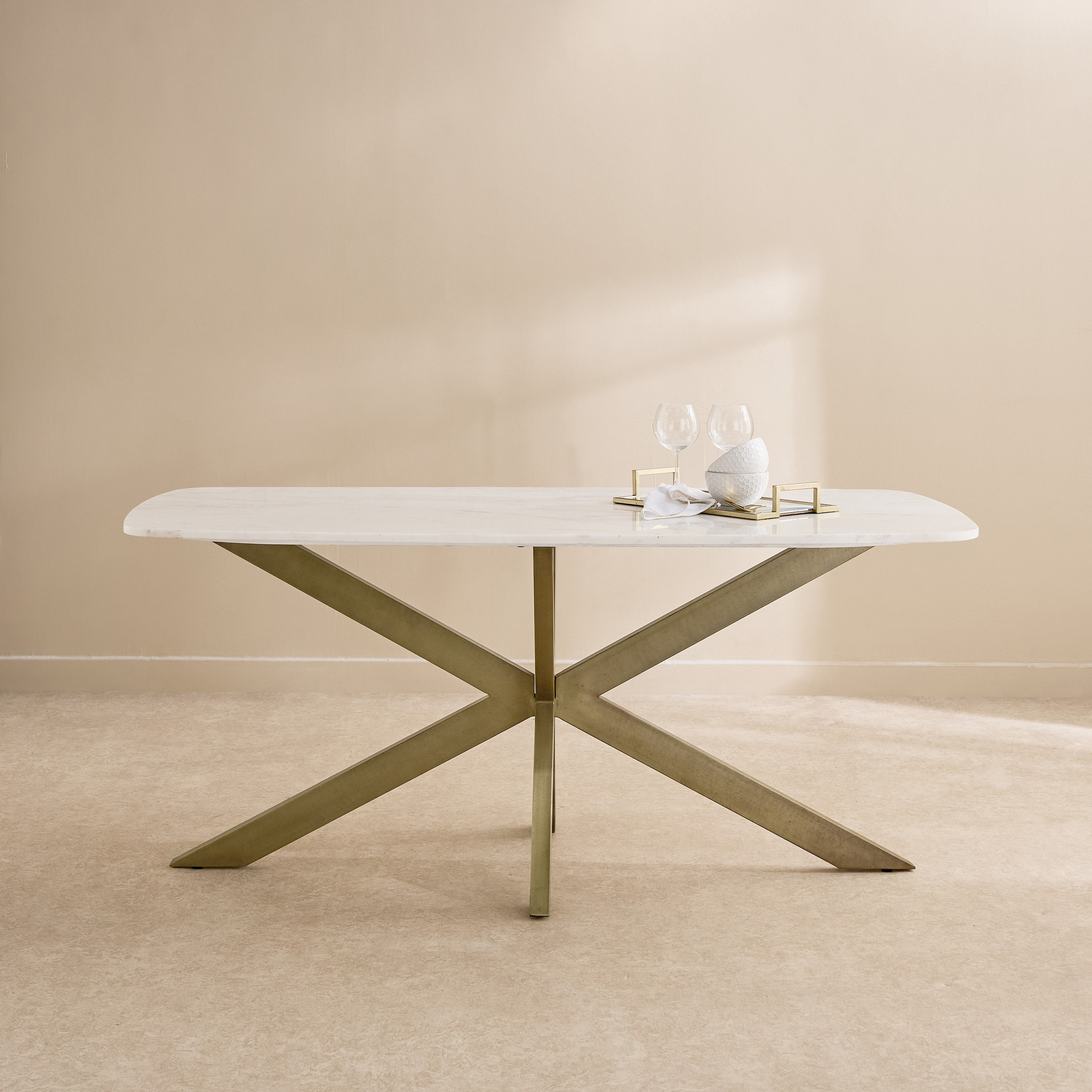 Cavon Portola 6-Seater Genuine Marble Top Dining Table-hbxdiningroom-diningtablesandsets-diningtables-sixseater-image-2