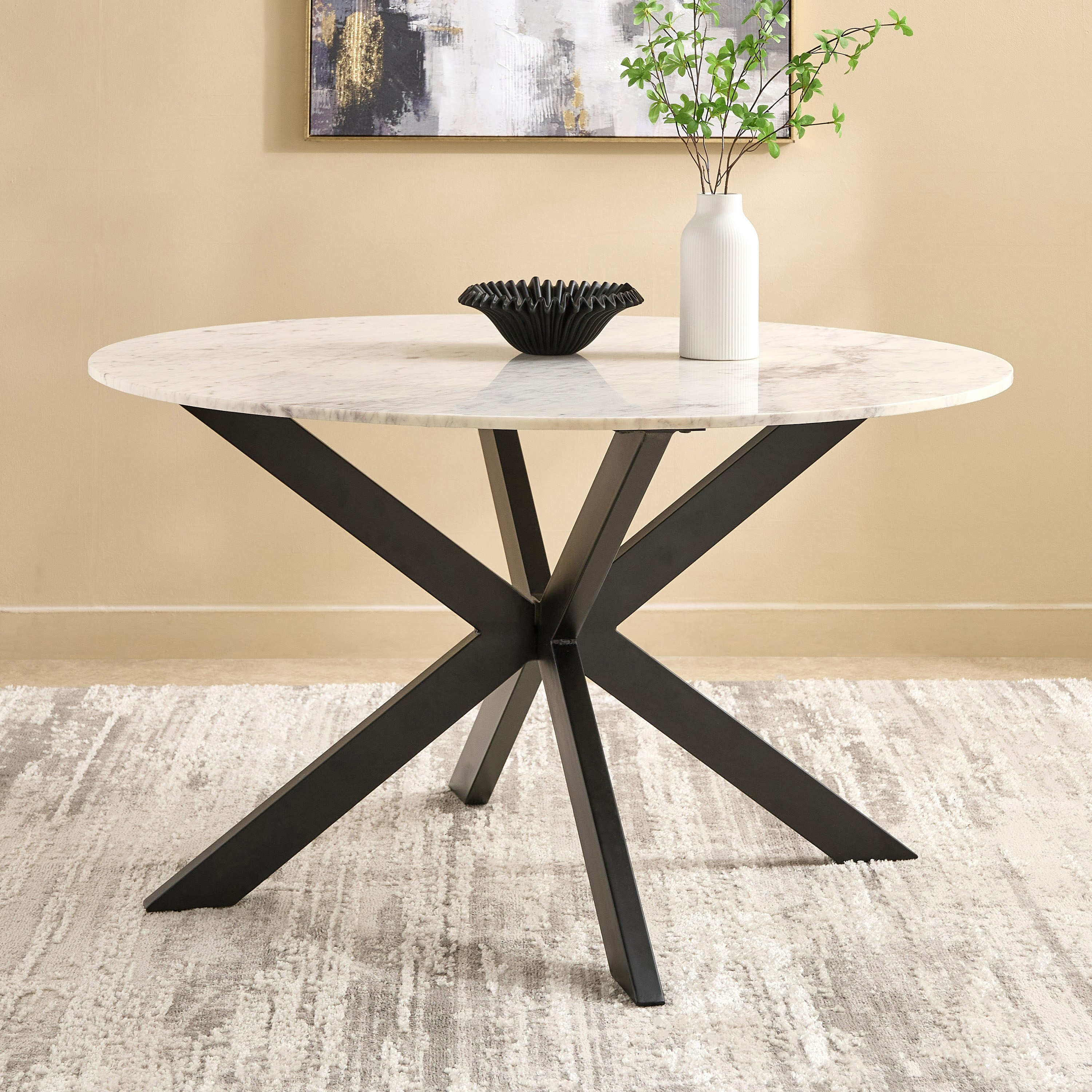 Cavon Portola 6-Seater Genuine Marble Top Round Dining Table-hbxdiningroom-diningtablesandsets-diningtables-sixseater-image-2