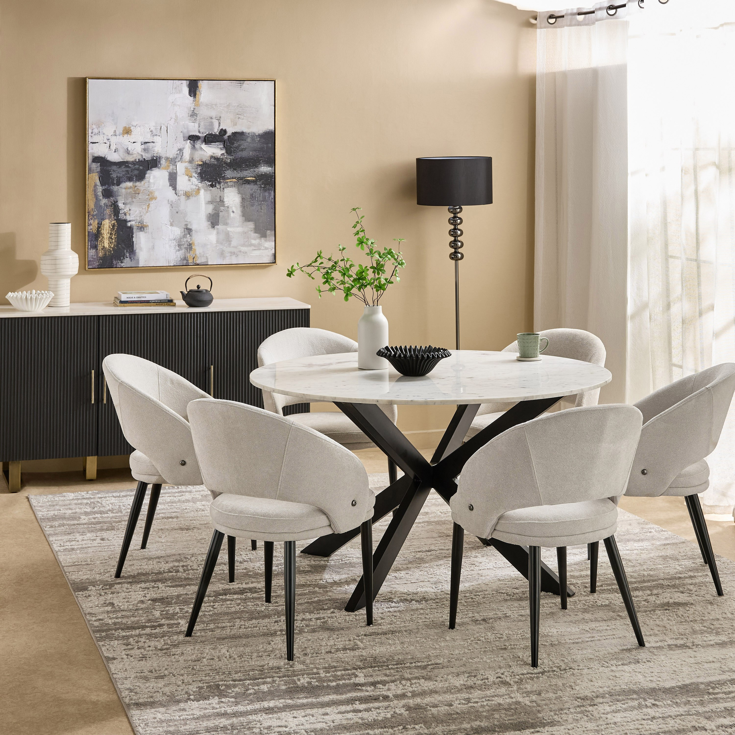 Cavon Portola 6-Seater Genuine Marble Top Round Dining Table-hbxdiningroom-diningtablesandsets-diningtables-sixseater-image-7