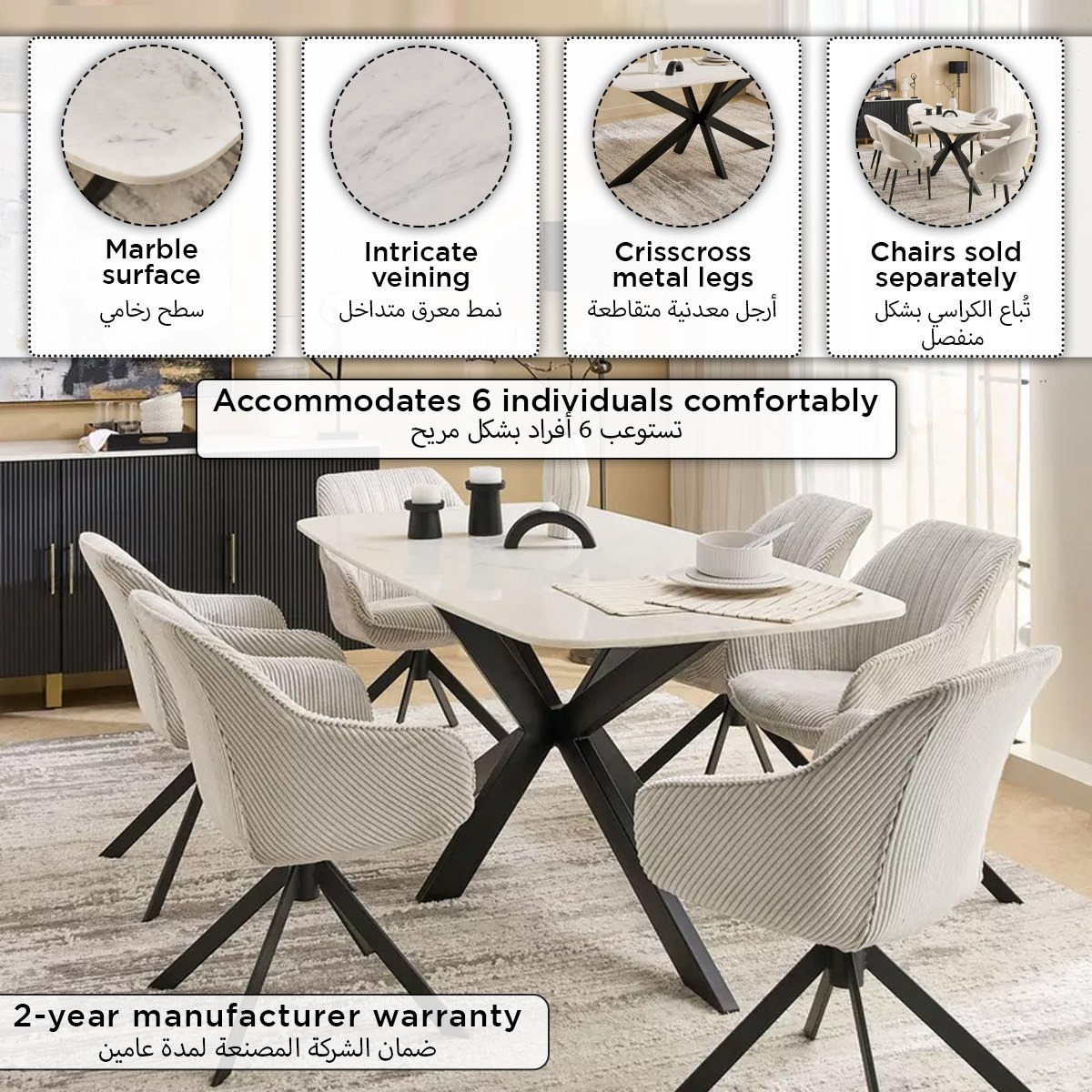 Cavon Portola Genuine Marble Top 6-Seater Dining Table-hbxdiningroom-diningtablesandsets-diningtables-sixseater-image-11