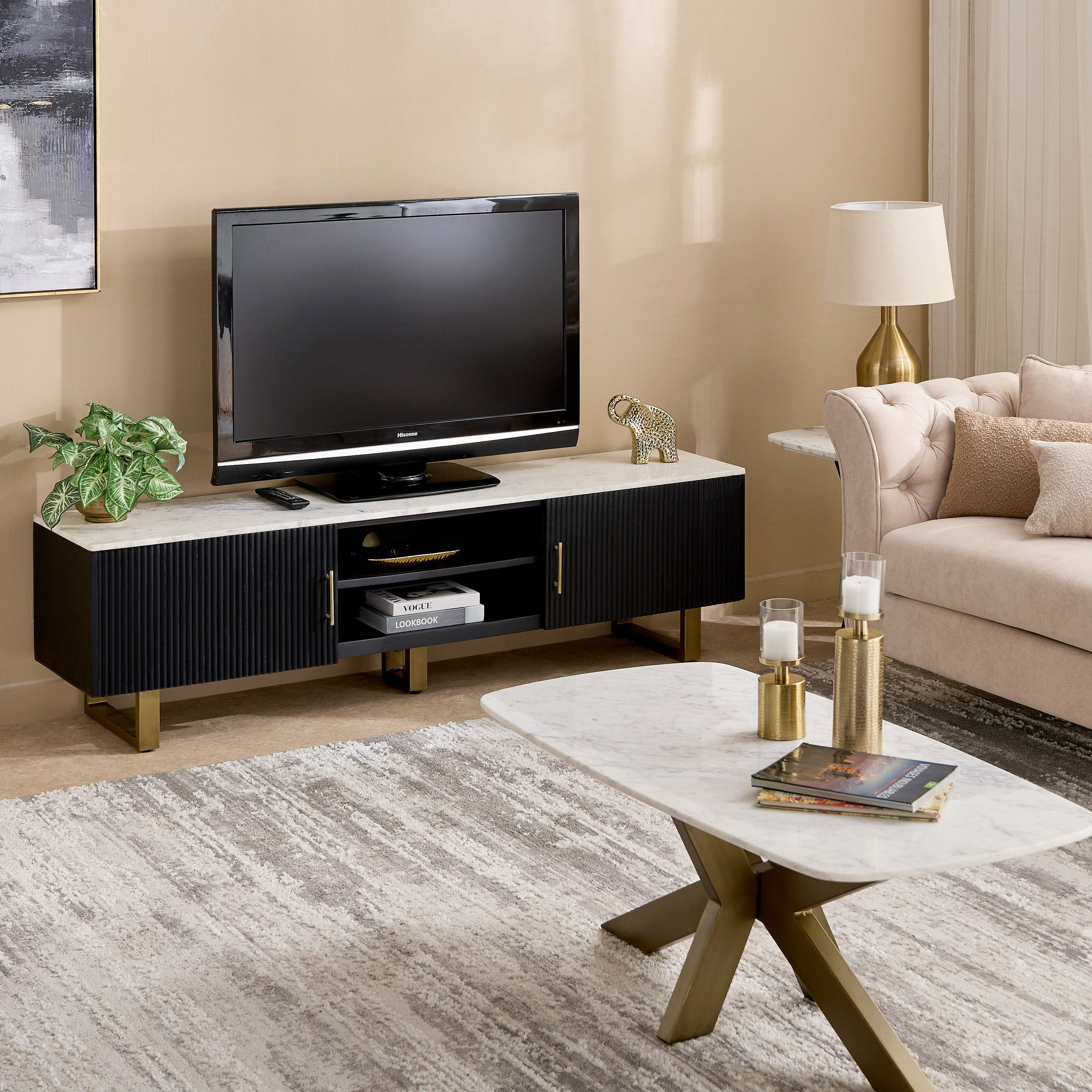 Cavon Fabio Portola 1.8-Meter Solid Wood TV Unit with Genuine Marble Top for TVs upto 75 inch-hbxlivingroom-mediaunitsandstorage-tvunits-image-10