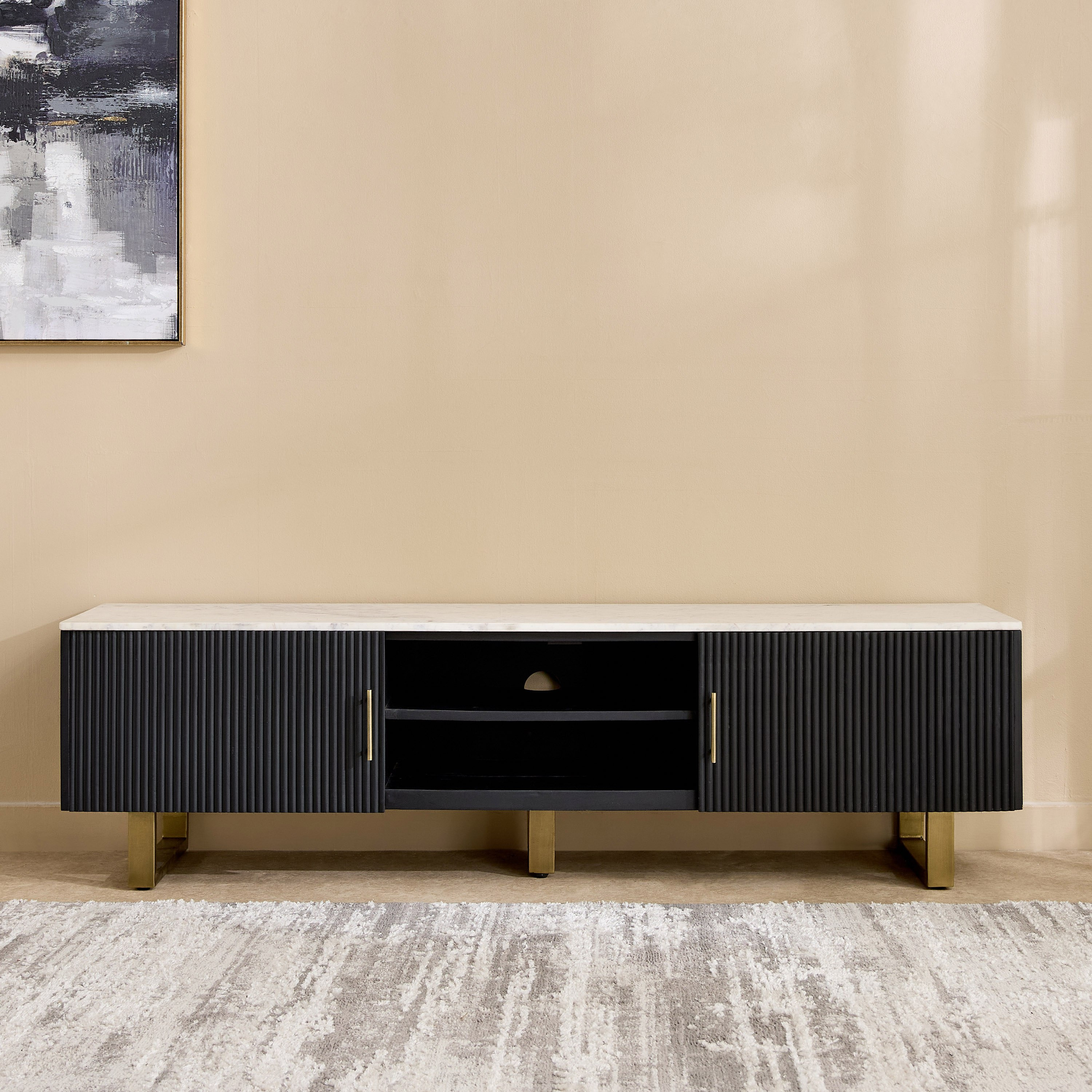 Cavon Fabio Portola 1.8-Meter Solid Wood TV Unit with Genuine Marble Top for TVs upto 75 inch-hbxlivingroom-mediaunitsandstorage-tvunits-image-3