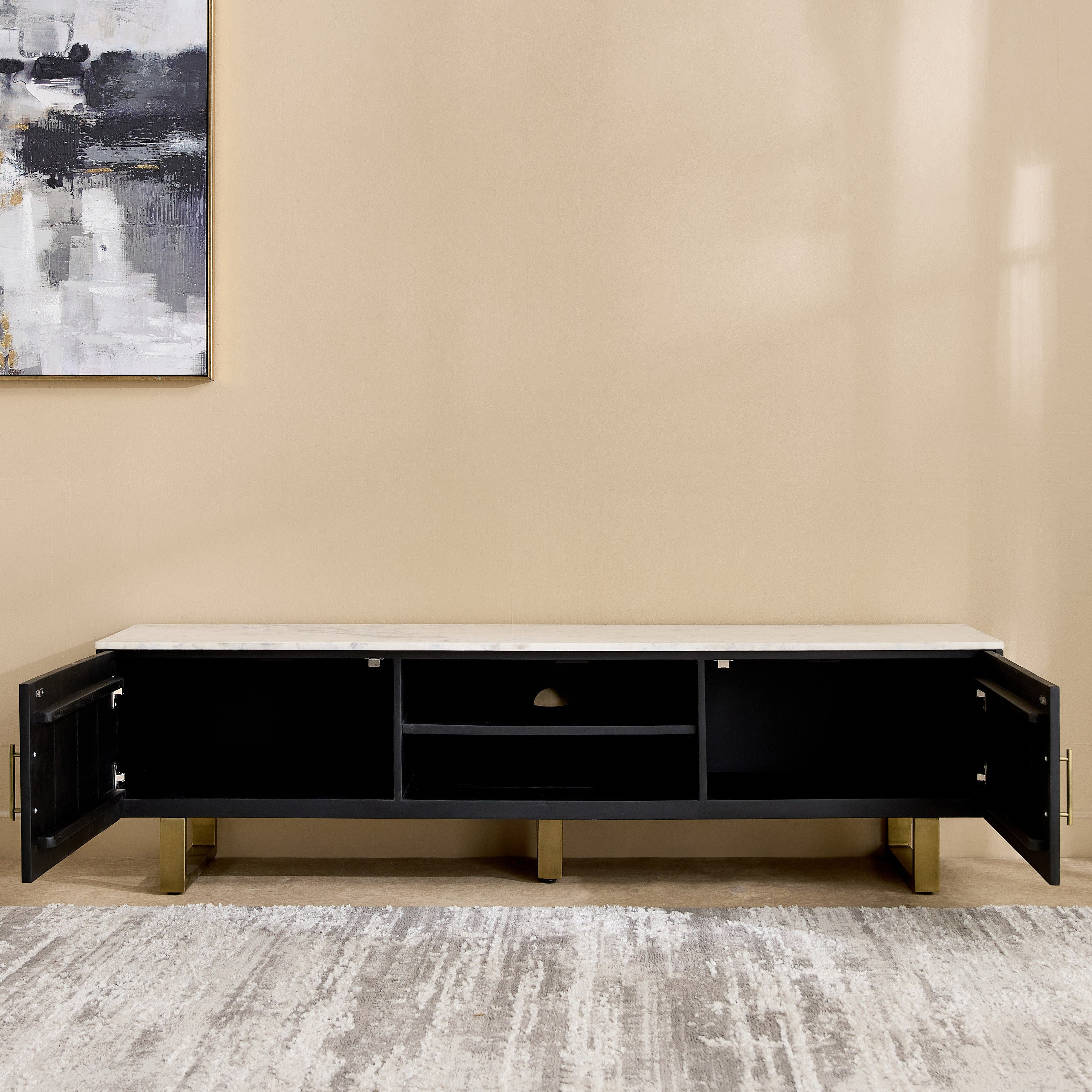 Cavon Fabio Portola 1.8-Meter Solid Wood TV Unit with Genuine Marble Top for TVs upto 75 inch-hbxlivingroom-mediaunitsandstorage-tvunits-image-4