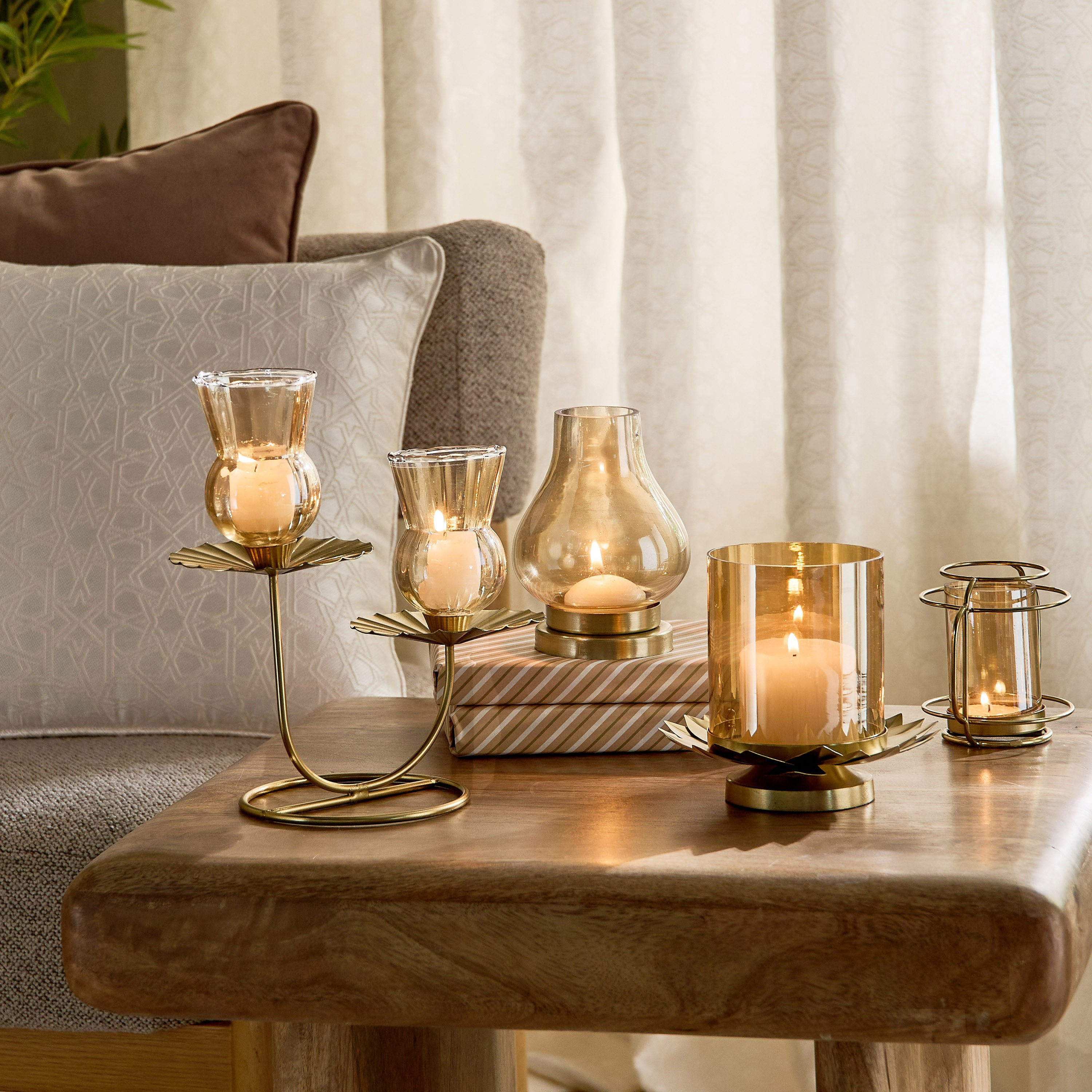 Kumudh Zen Decorative Pillar Candleholder - 14x14x14 cm-hbxlivingroom-decorandaccessories-candleholders-image-8