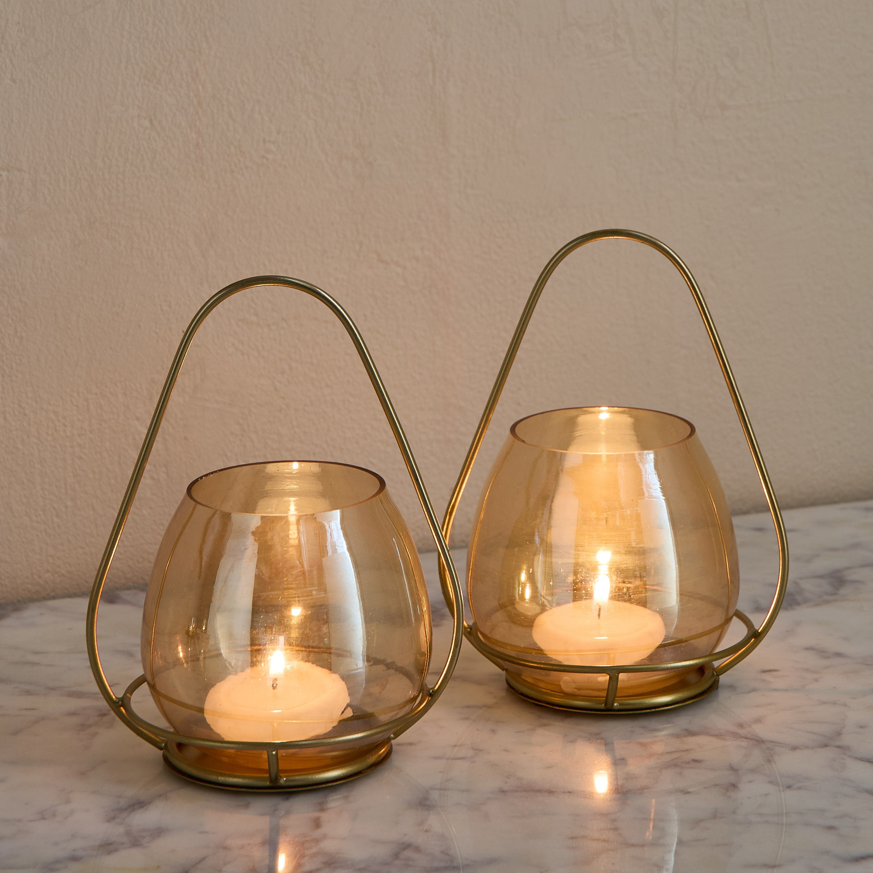 Kumudh Zen 2-Piece Decorative Tealight Holder Set - 8.5x9.75x16 cm-hbxlivingroom-decorandaccessories-candleholders-image-1