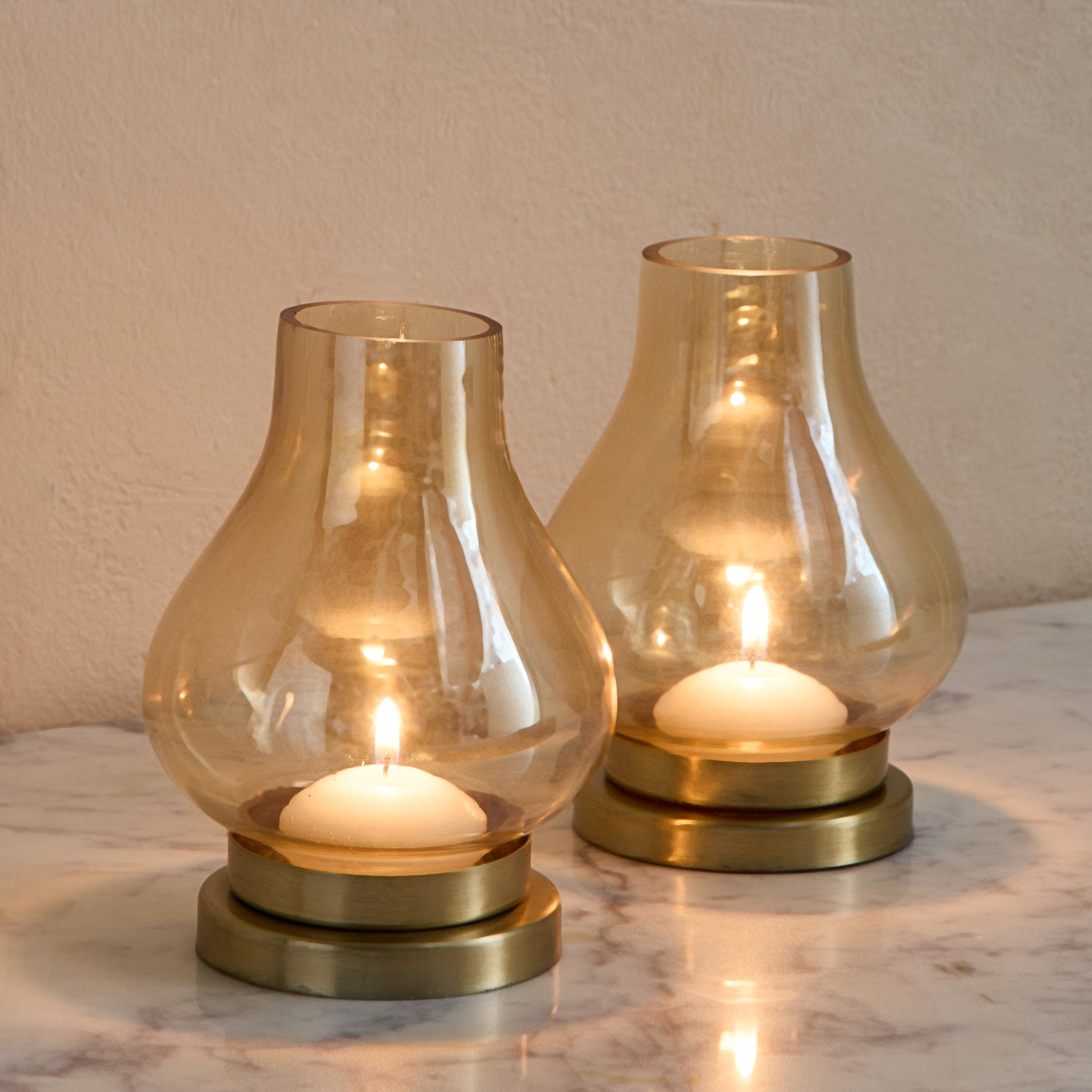 Kumudh Zen 2-Piece Decorative Tealight Holder Set with Base - 10x10x14 cm-hbxlivingroom-decorandaccessories-candleholders-image-1