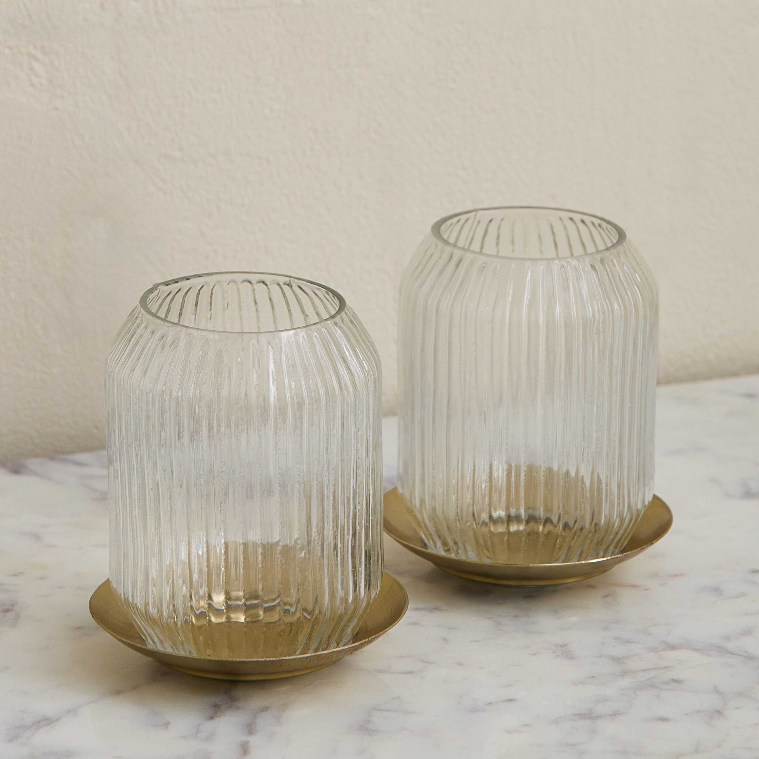 Kumudh Zen 2-Piece Decorative Tealight Candleholder Set with Base - 9x9x11 cm-hbxlivingroom-decorandaccessories-candleholders-image-2