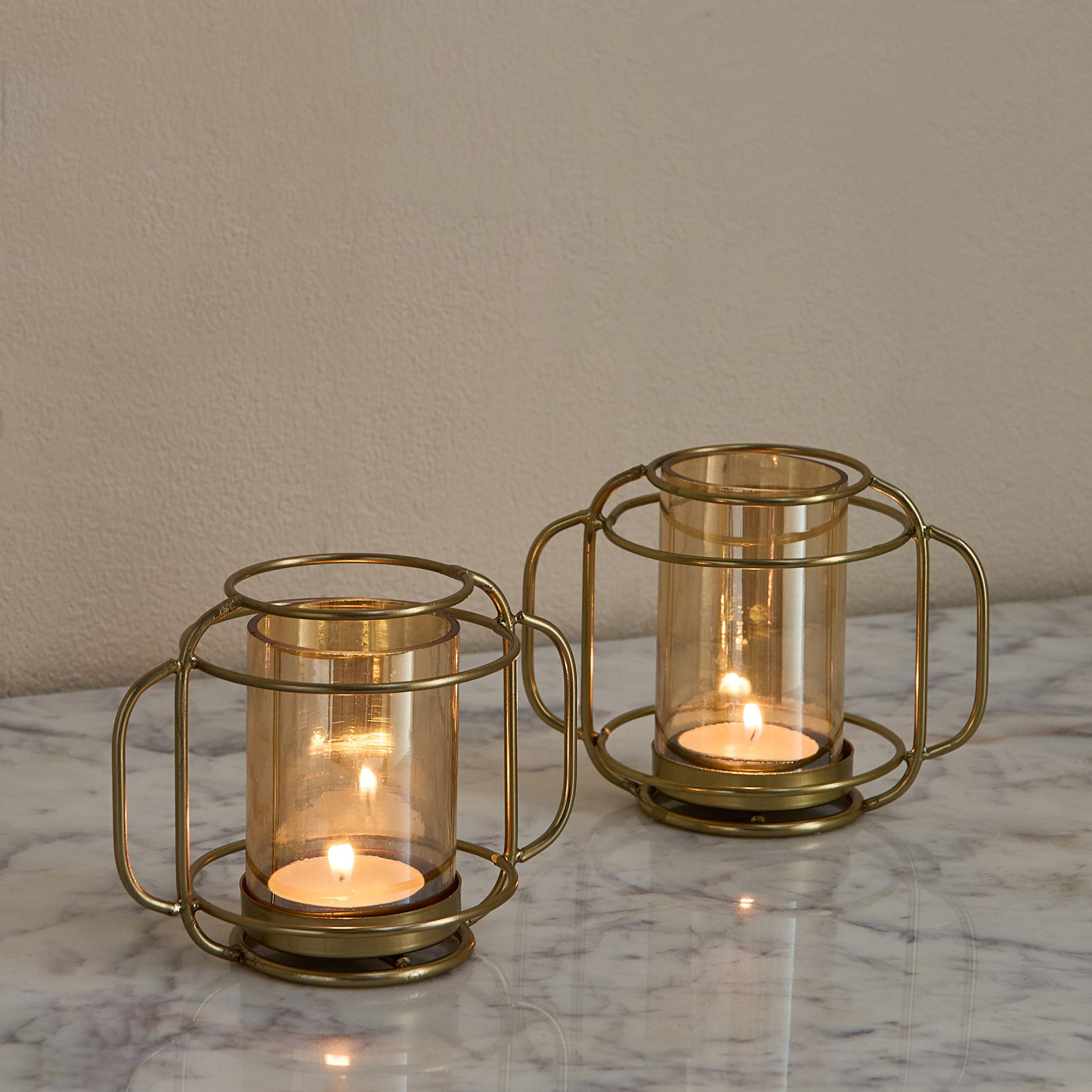 Kumudh Zen 2-Piece Decorative Tealight Holder Set - 13x8.5x10 cm-hbxlivingroom-decorandaccessories-candleholders-image-1
