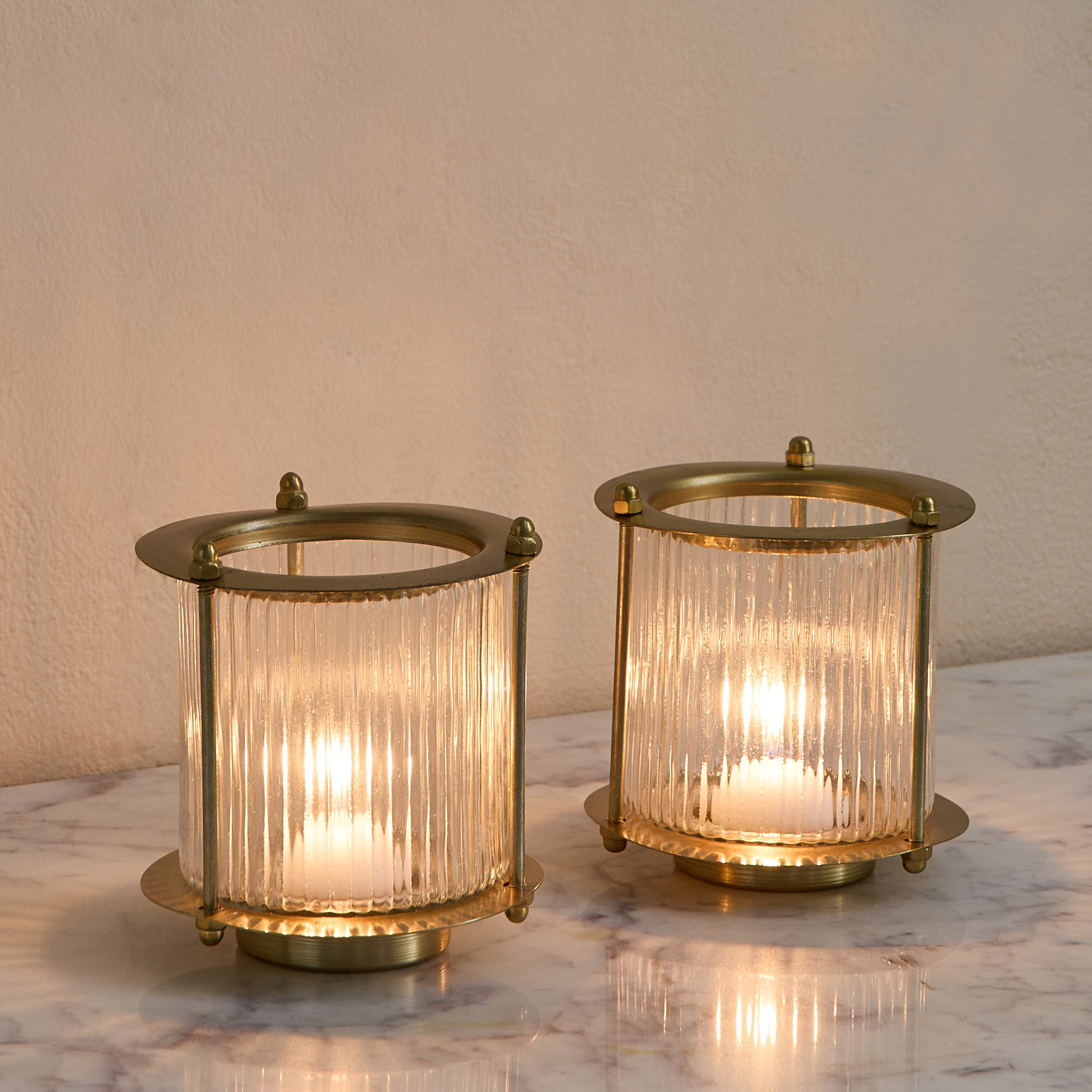 Kumudh Zen 2-Piece Decorative Tealight Candleholder Set with Base - 10.5x10.5x11 cm-hbxlivingroom-decorandaccessories-candleholders-image-1