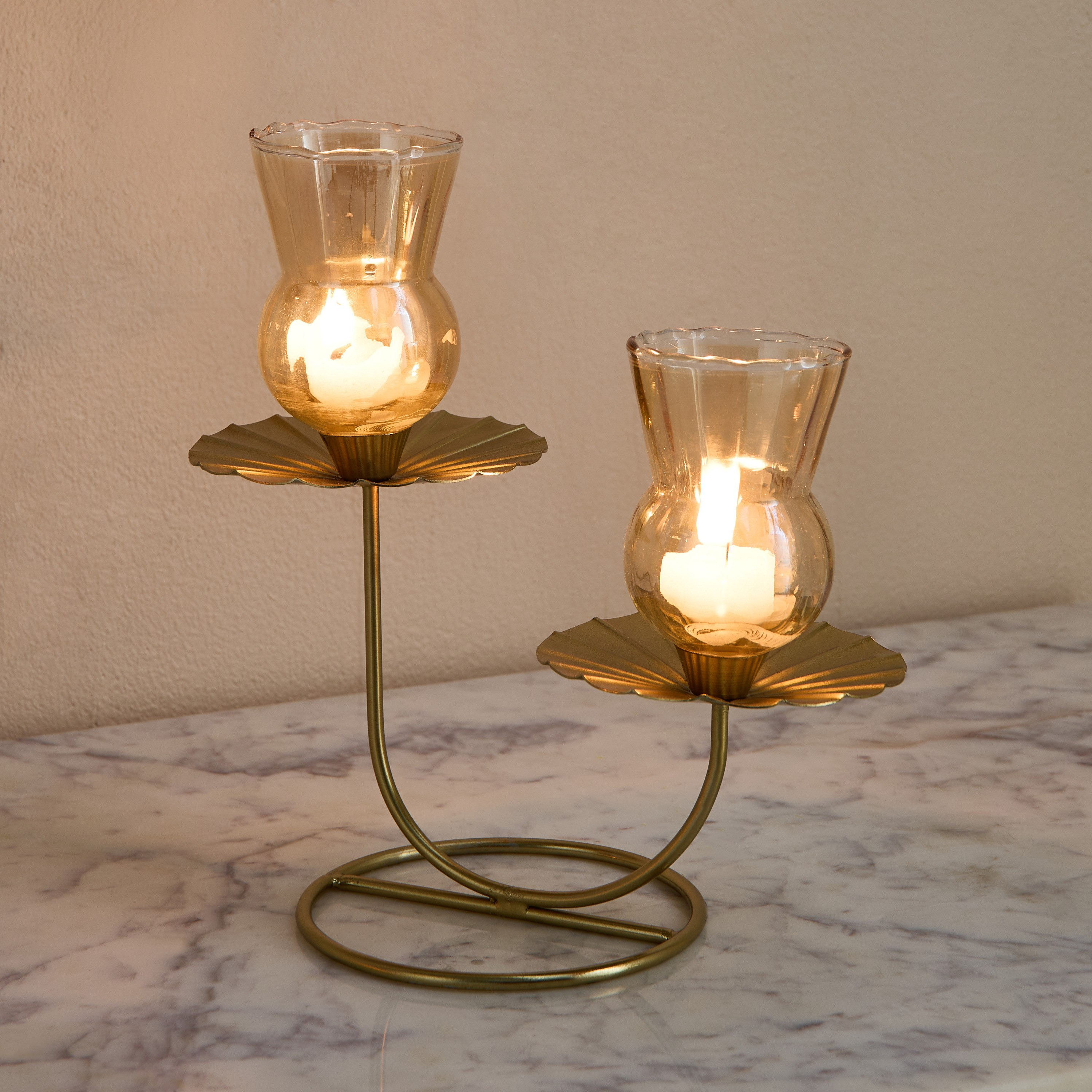 Kumudh Zen Decorative Multi Tealight Candleholder with Base - 21x12.5x23 cm-hbxlivingroom-decorandaccessories-candleholders-image-1