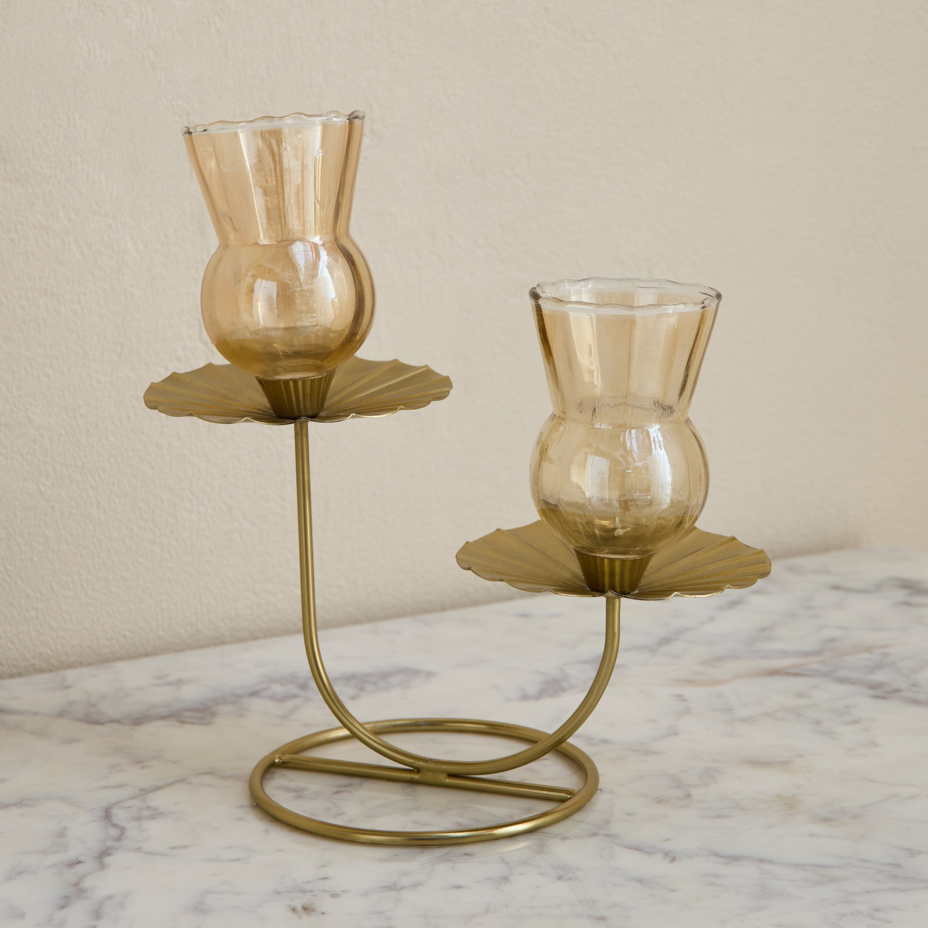 Kumudh Zen Decorative Multi Tealight Candleholder with Base - 21x12.5x23 cm-hbxlivingroom-decorandaccessories-candleholders-image-2