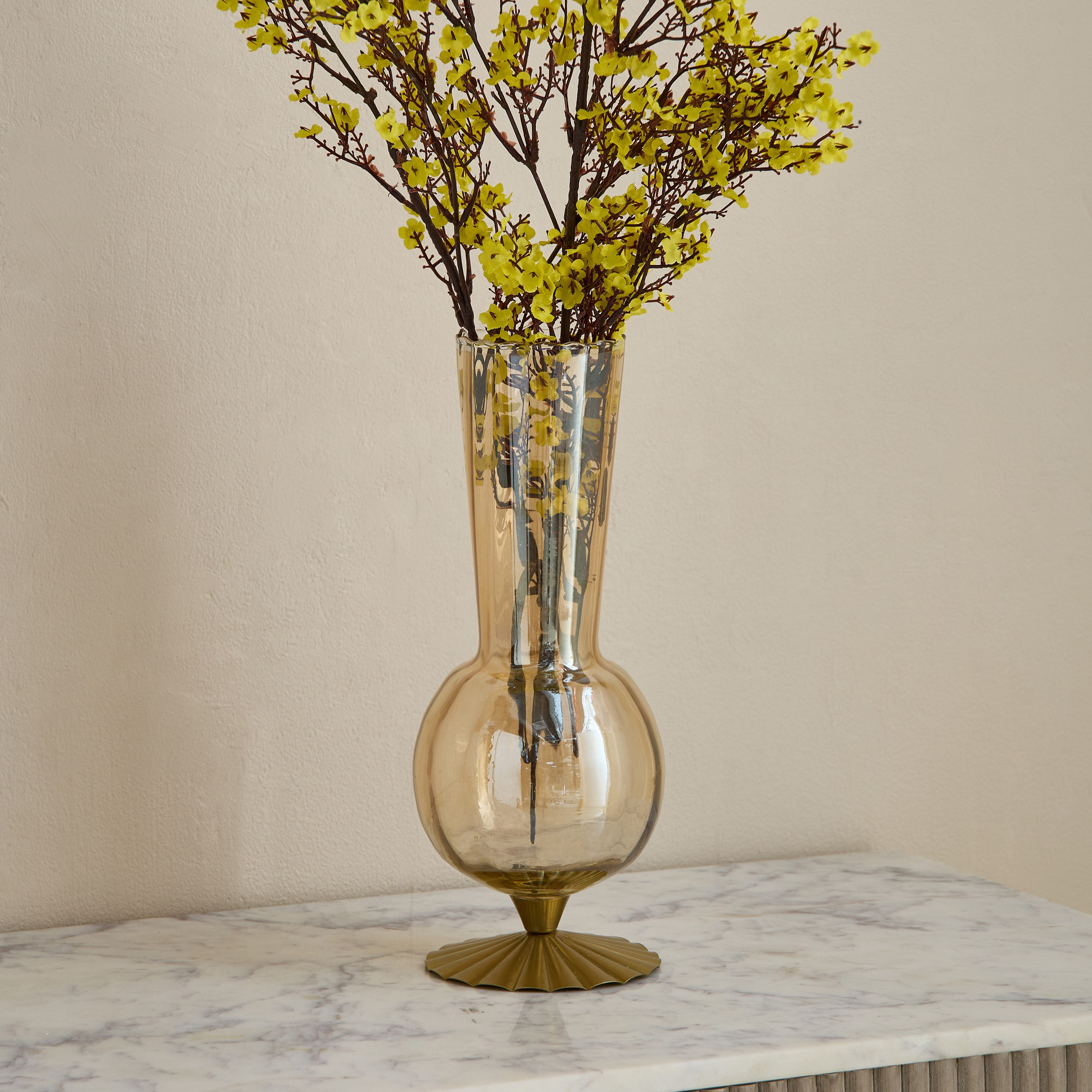 Kumudh Zen Decorative Vase with Base - 12x12x33 cm-hbxbedroom-decorandaccessories-vases-image-1
