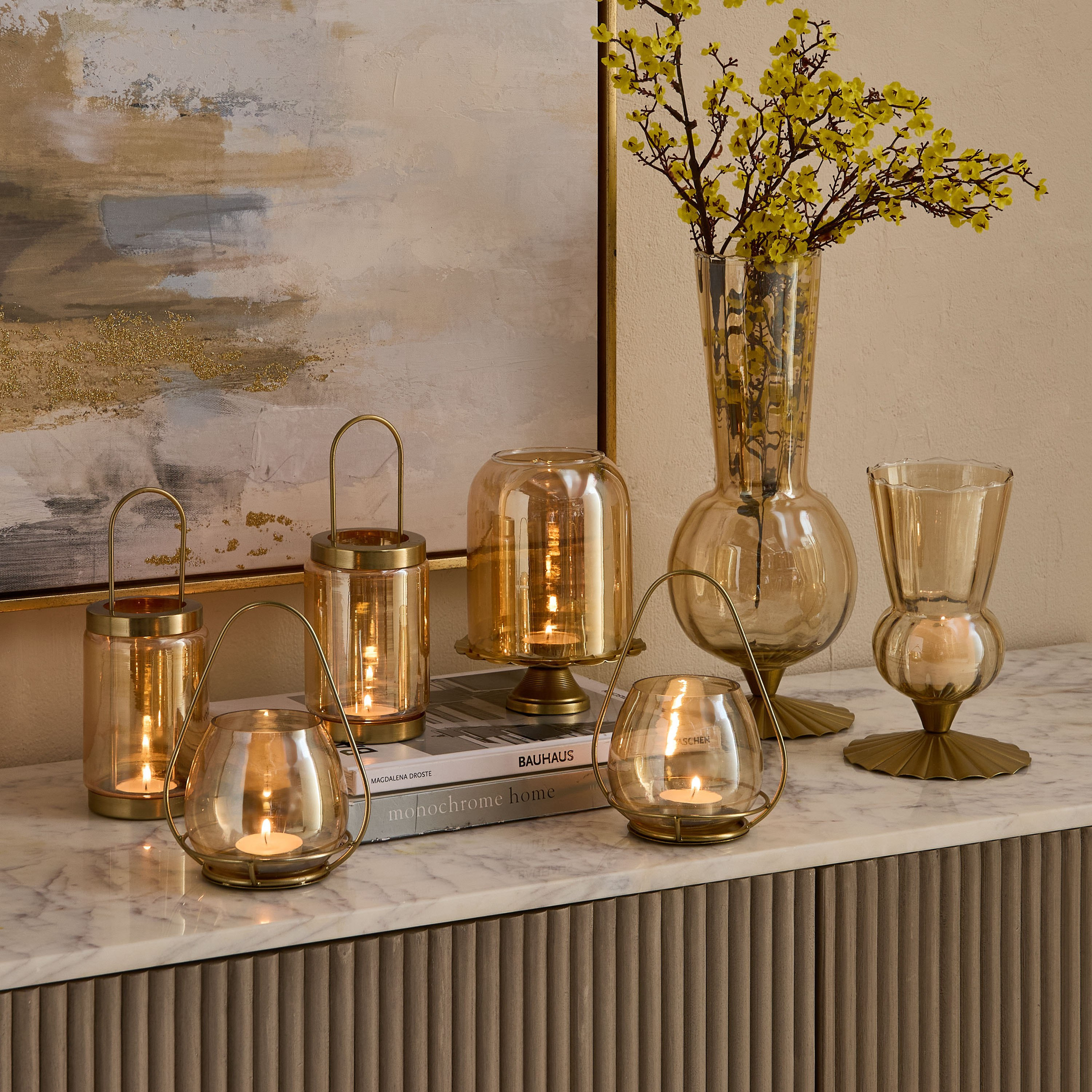 Kumudh Zen Decorative Glass Dome Tealight Candleholder with Base - 12.5x12.5x16 cm-hbxlivingroom-decorandaccessories-candleholders-image-5