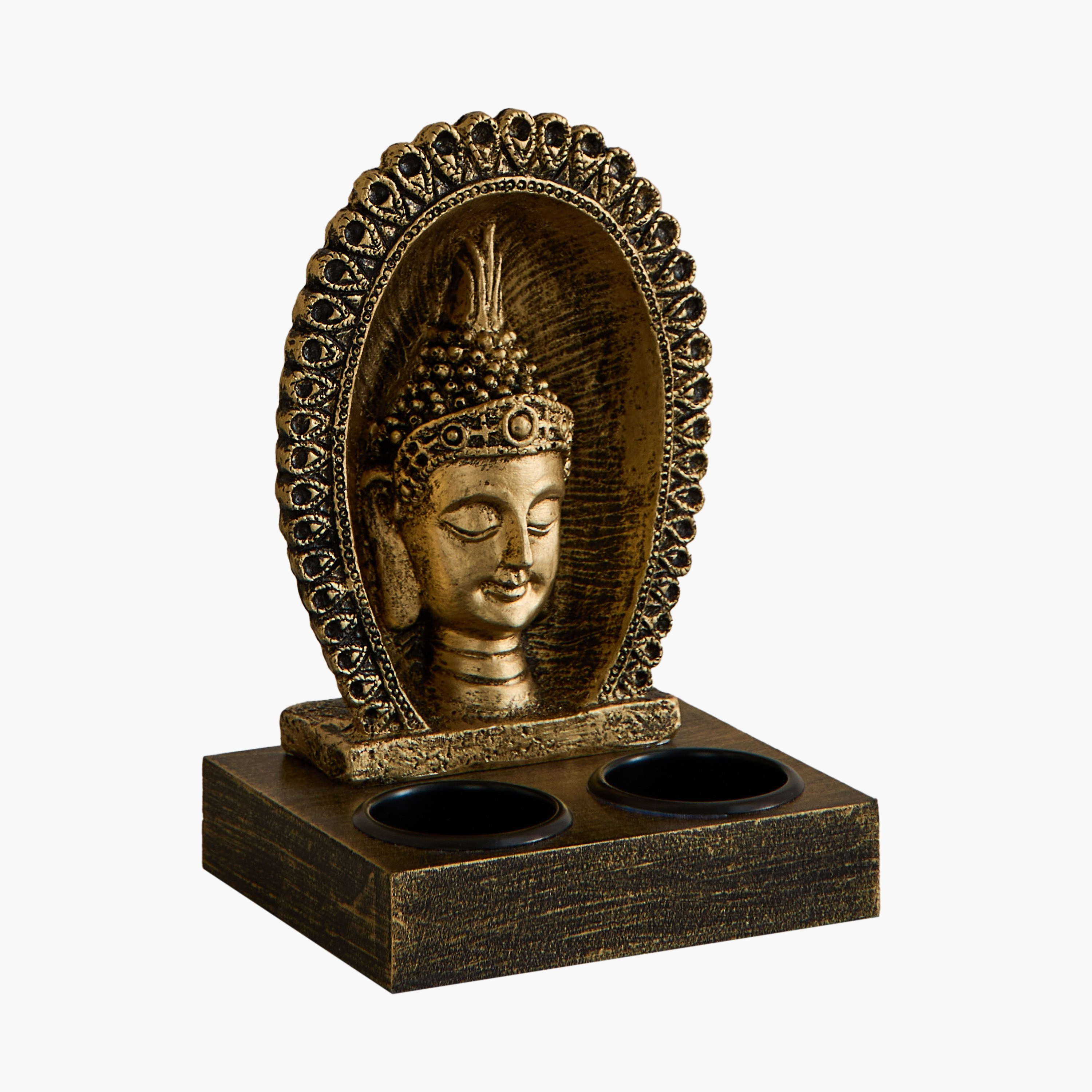 Divinity Glacier Polyresin Buddha Face with MDF Tealight Base - 12x10x17.3 cm-hbxlivingroom-decorandaccessories-candleholders-image-7