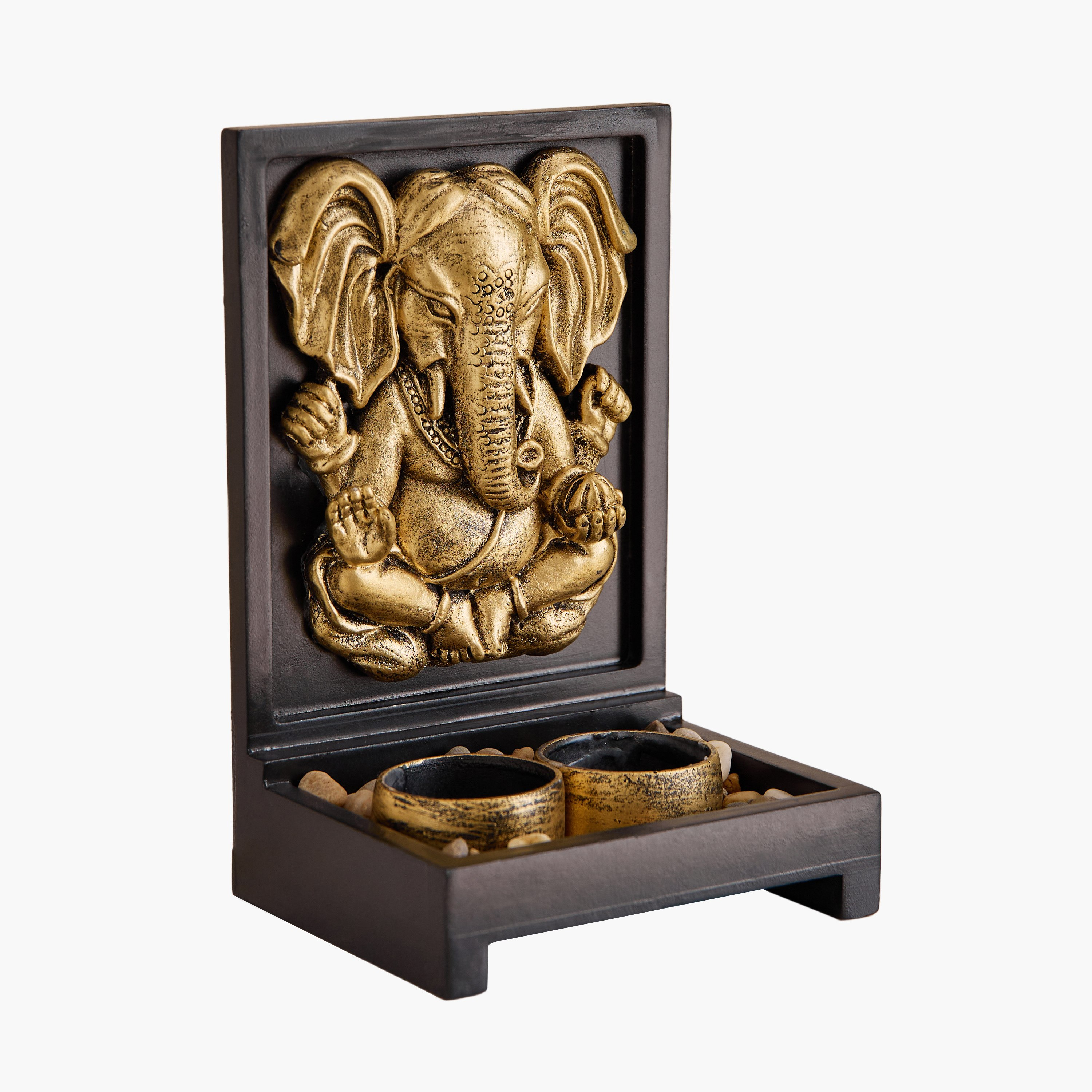 Divinity Glacier Polyresin Ganesha with MDF Wooden Stand and Teaight Holder - 13.5x10.5x20 cm-hbxlivingroom-decorandaccessories-candleholders-image-6