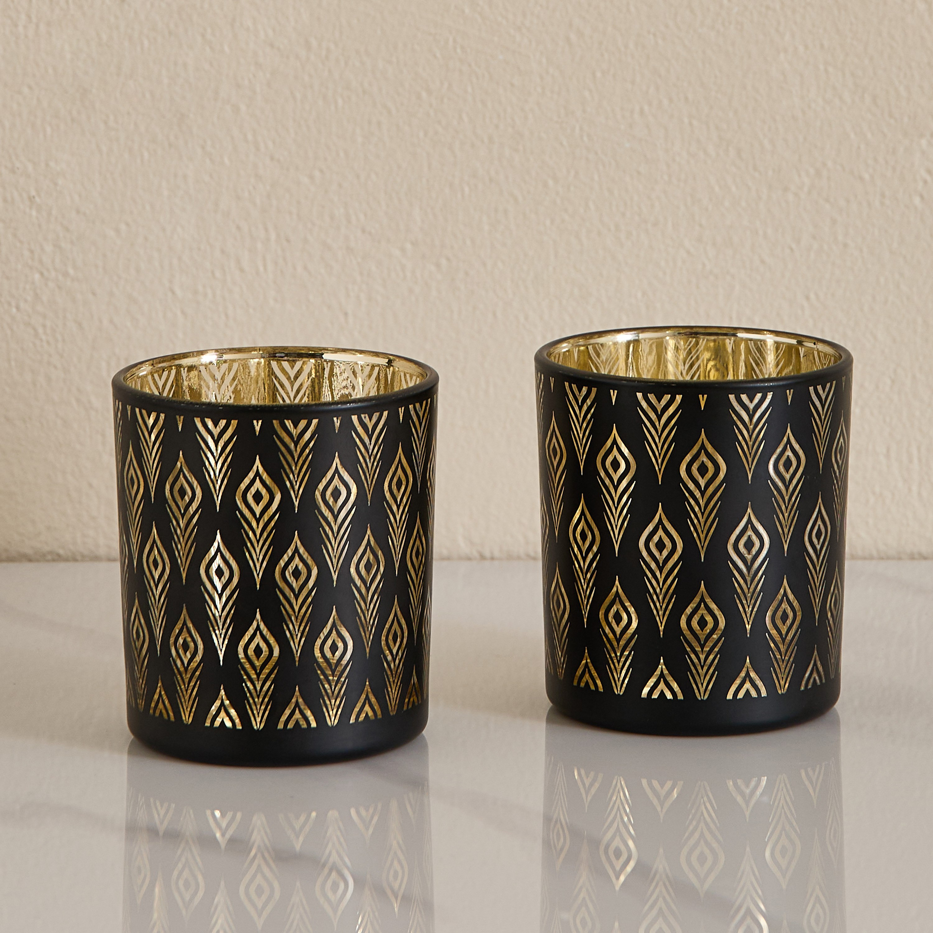 طقم حامل شموع زجاجي بتفاصيل مفرّغة قطعتين من ديفينيتي جلاسيير - 7×7×8 سم-hbxlivingroom-decorandaccessories-candleholders-image-2