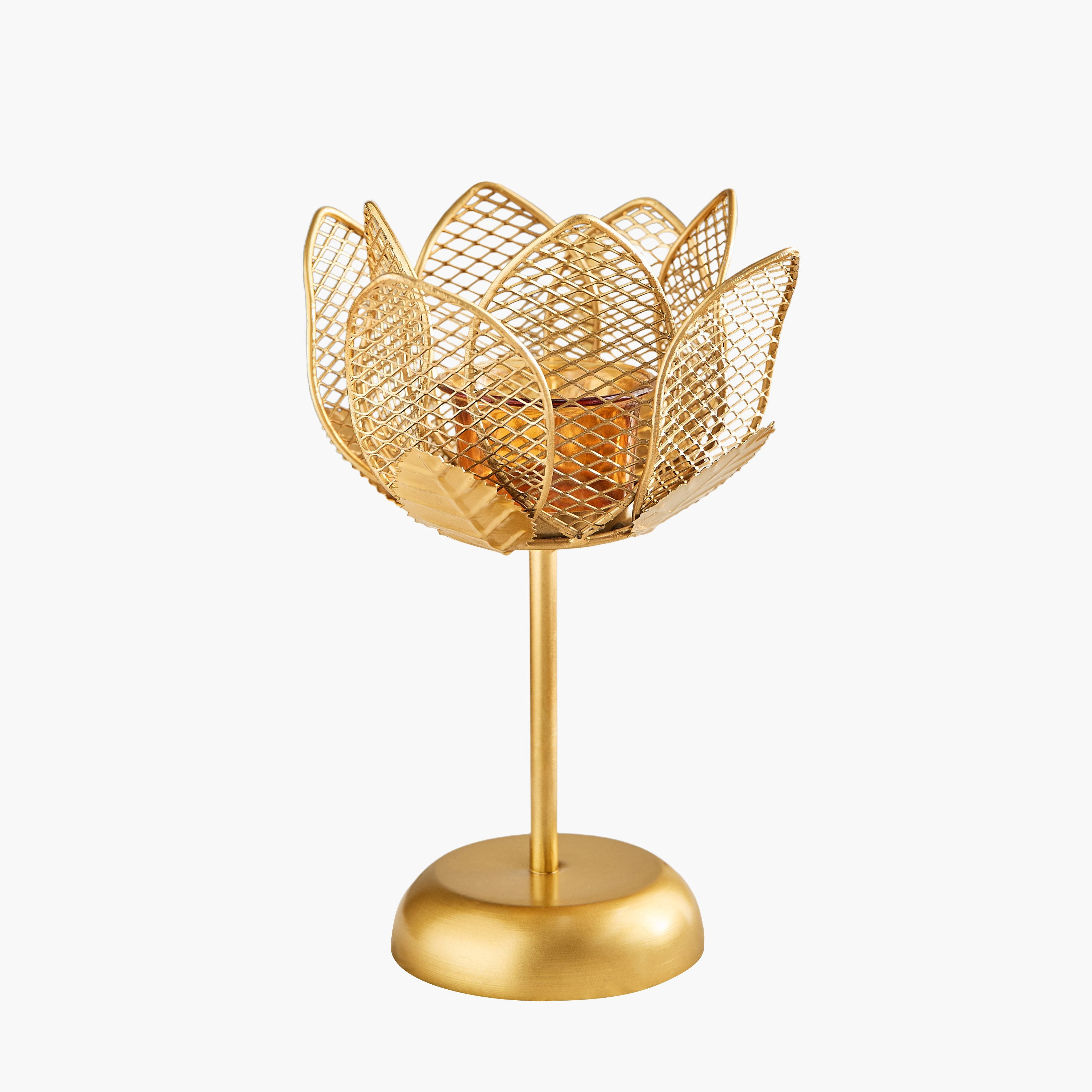 Kumudh Aurora Decorative Mesh Tealight Holder - 15x15x22 cm-hbxlivingroom-decorandaccessories-candleholders-image-6