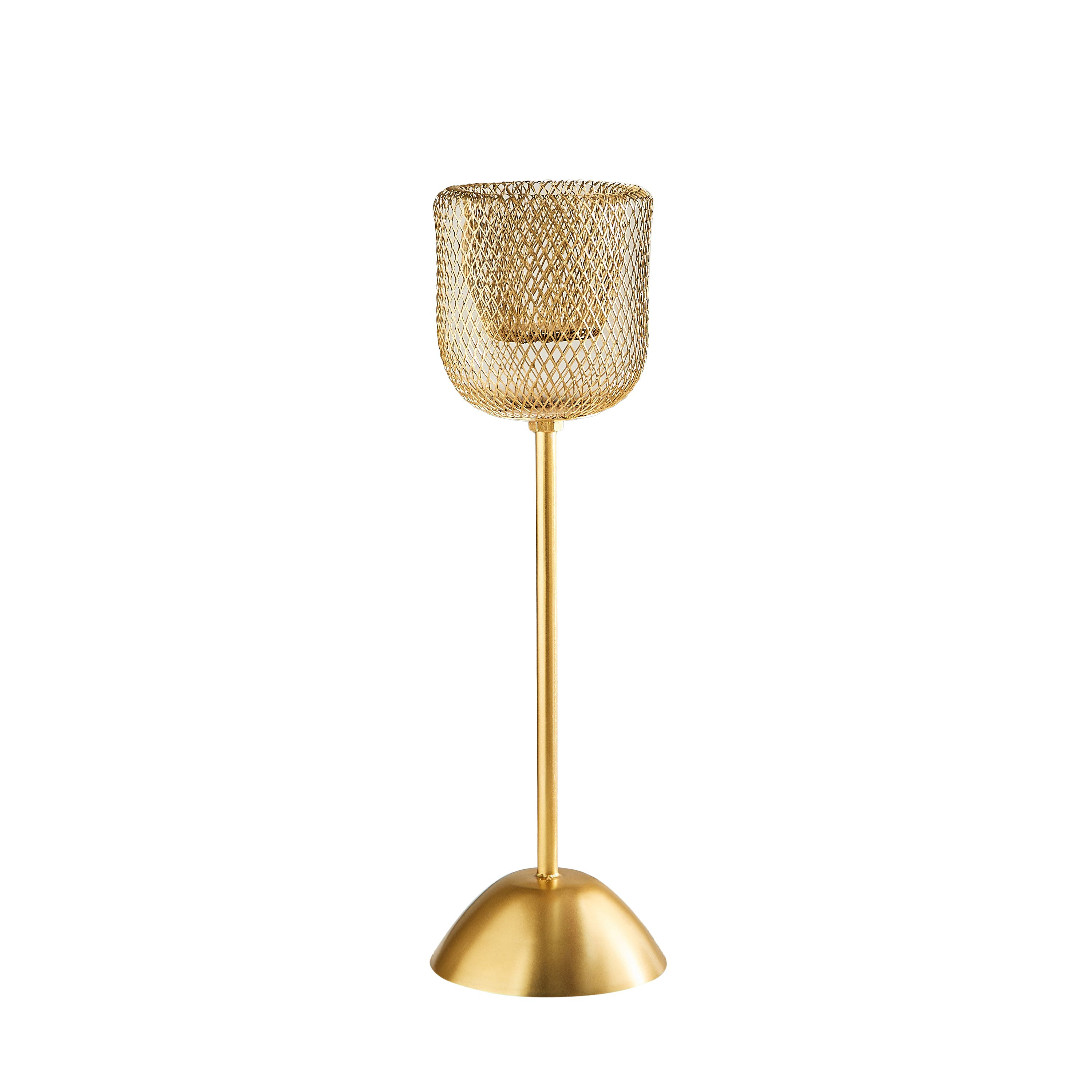 Kumudh Aurora Decorative Mesh Pillar Candleholder - 9.5x9.5x36 cm-hbxlivingroom-decorandaccessories-candleholders-image-5