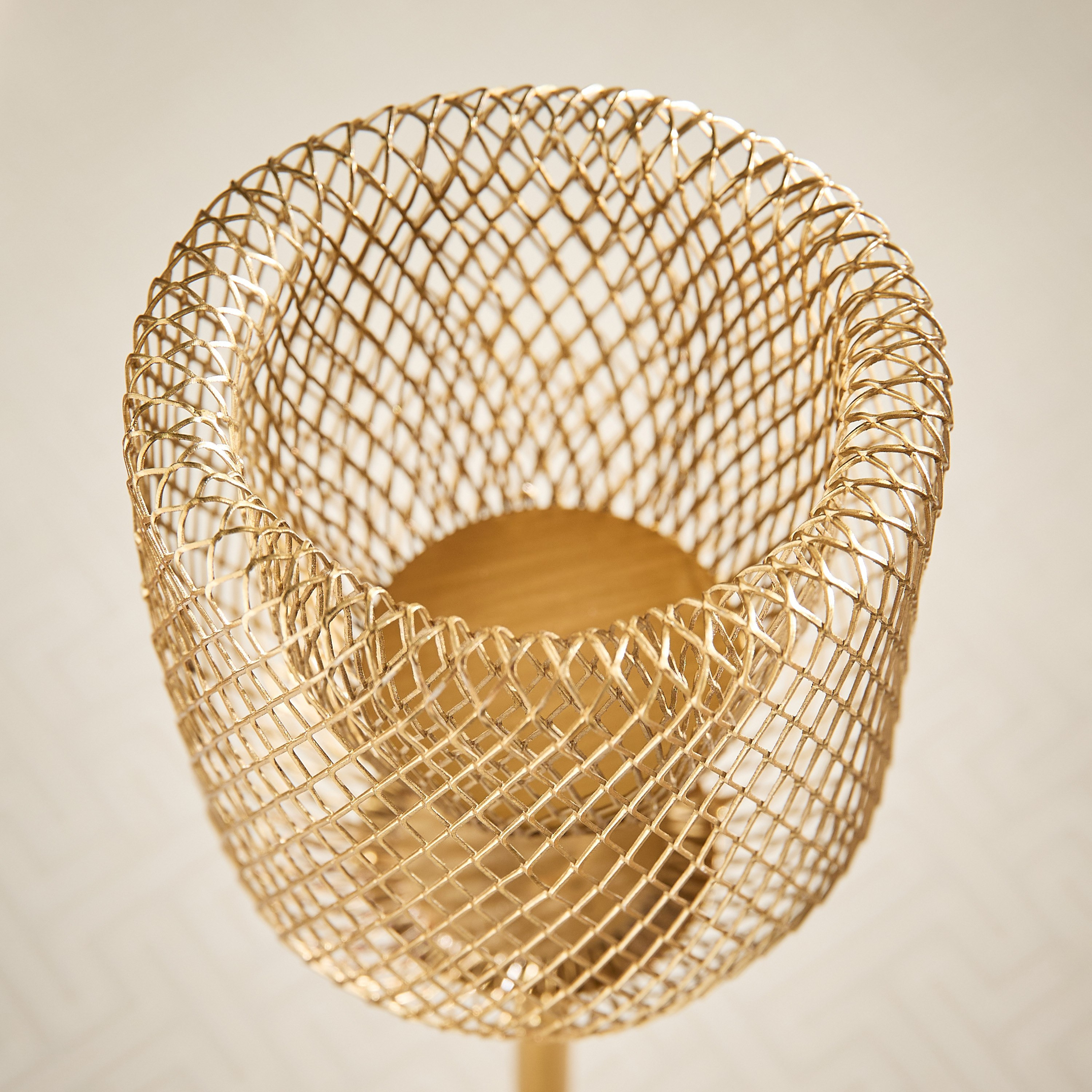 Kumudh Aurora Decorative Mesh Pillar Candleholder - 9.5x9.5x31 cm-hbxlivingroom-decorandaccessories-candleholders-image-3