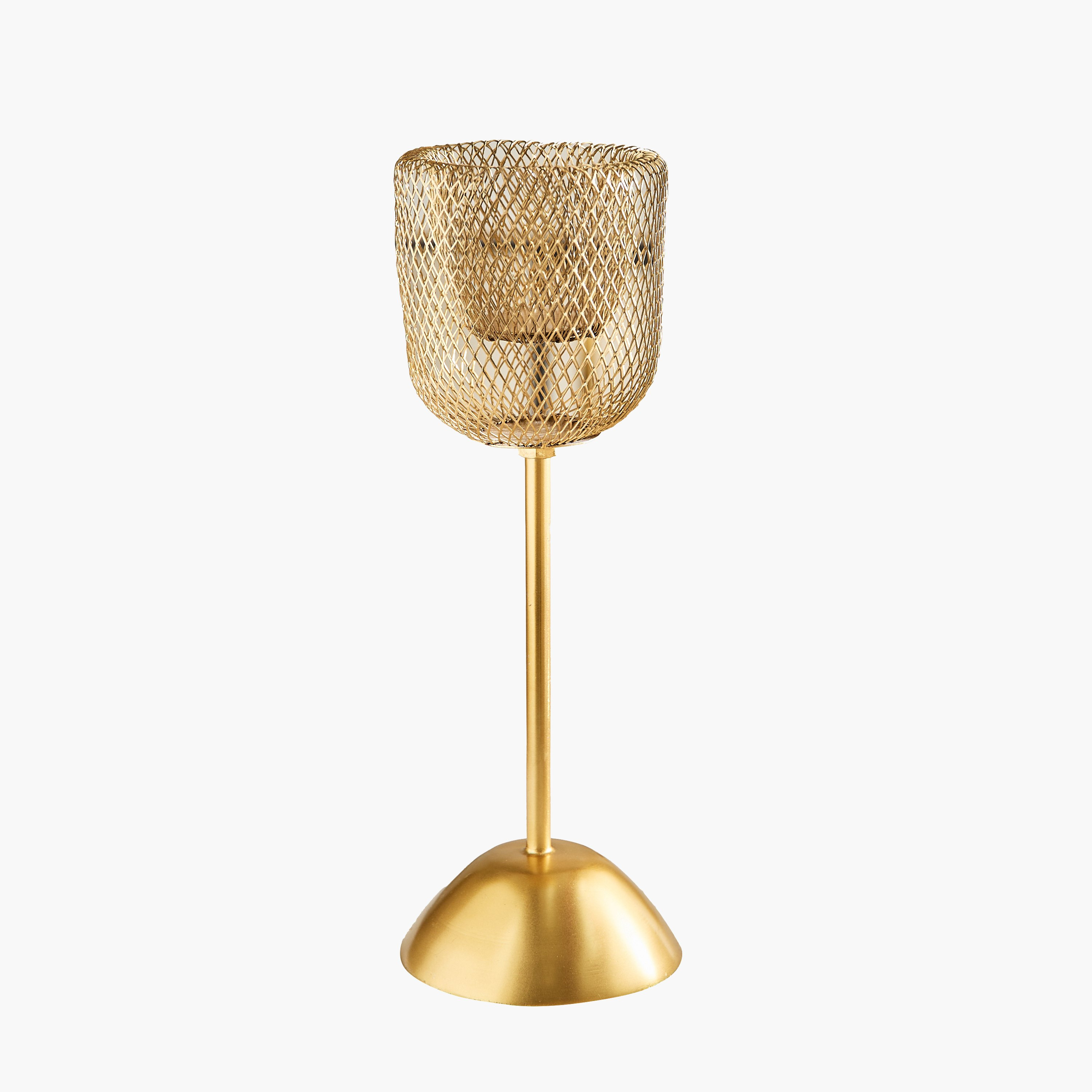 Kumudh Aurora Decorative Mesh Pillar Candleholder - 9.5x9.5x31 cm-hbxlivingroom-decorandaccessories-candleholders-image-5