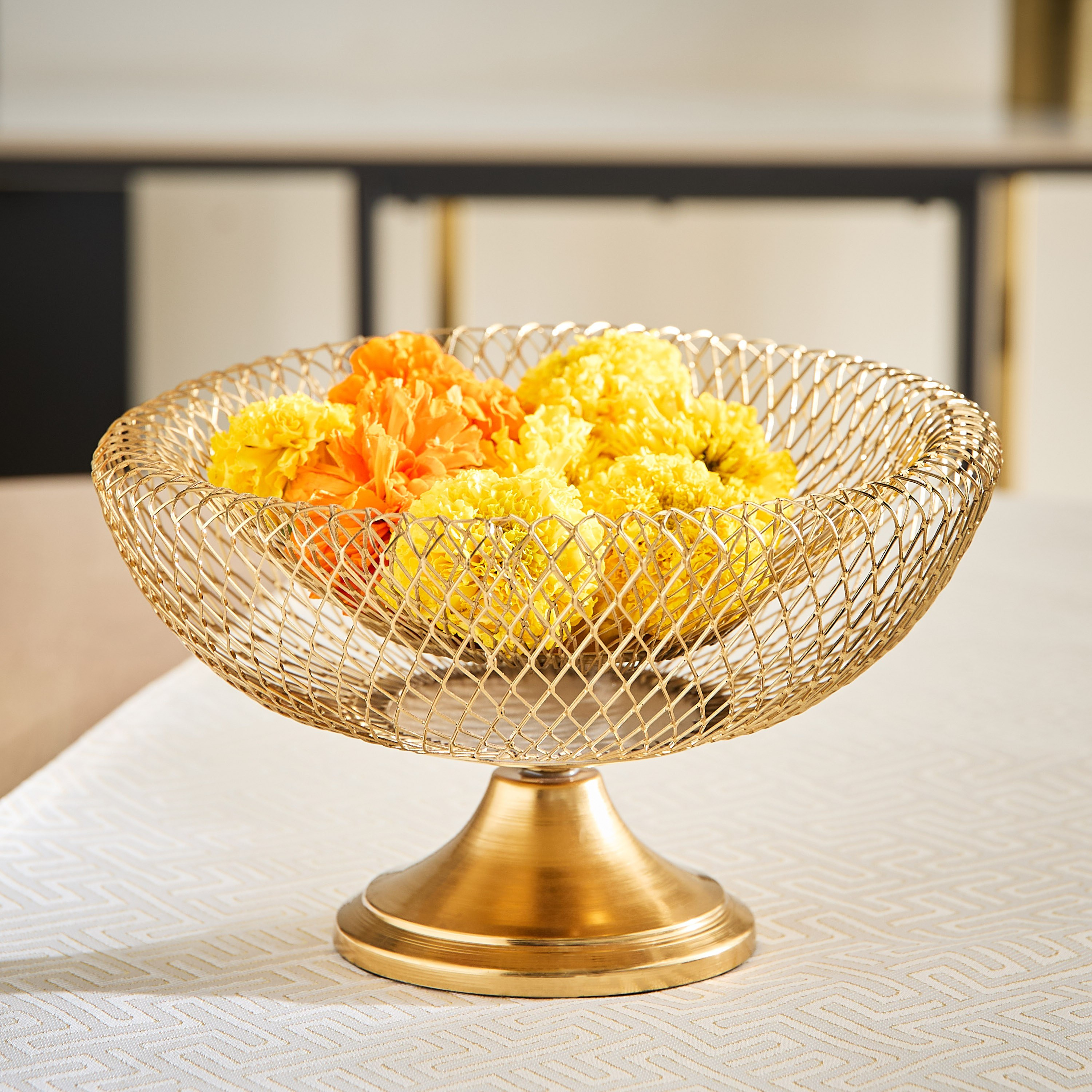Kumudh Aurora Decorative Mesh Footed Bowl - 21x21x33 cm-hbxdecorandfurnishings-homeaccessories-bowls-image-1